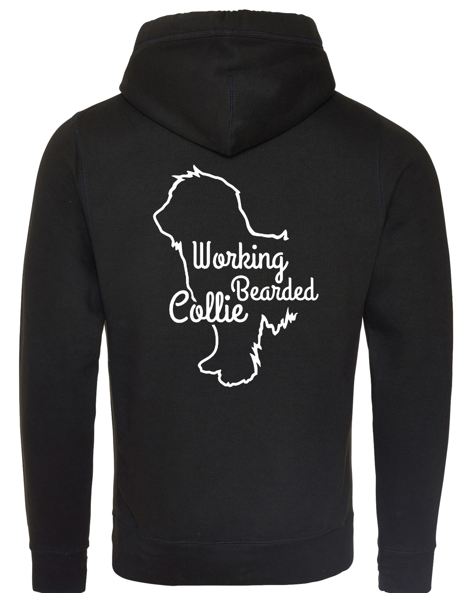 Unisex Crossneck Pullover Hoodie with Working Bearded Collie Dog Breed Design