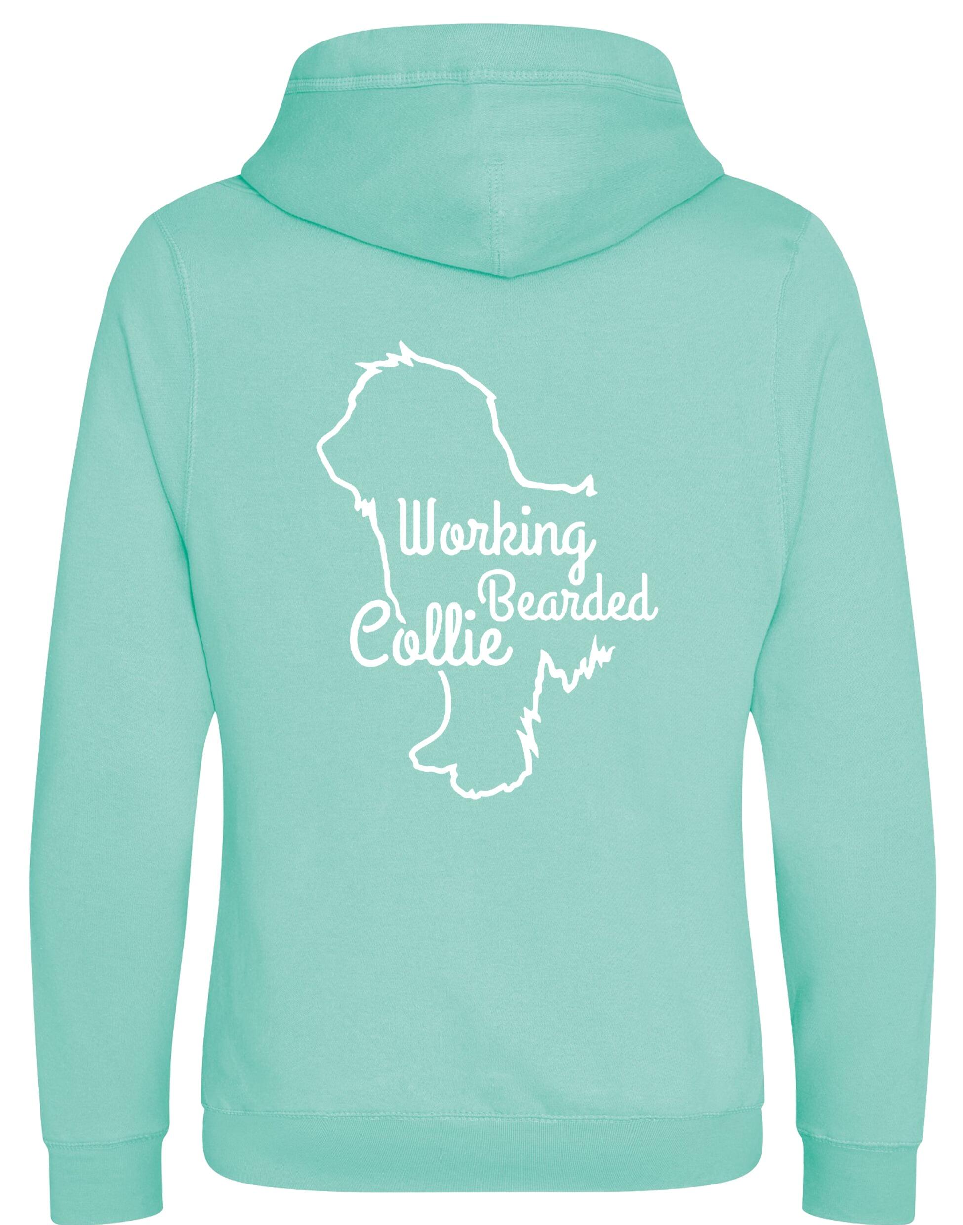 Unisex Crossneck Pullover Hoodie with Working Bearded Collie Dog Breed Design