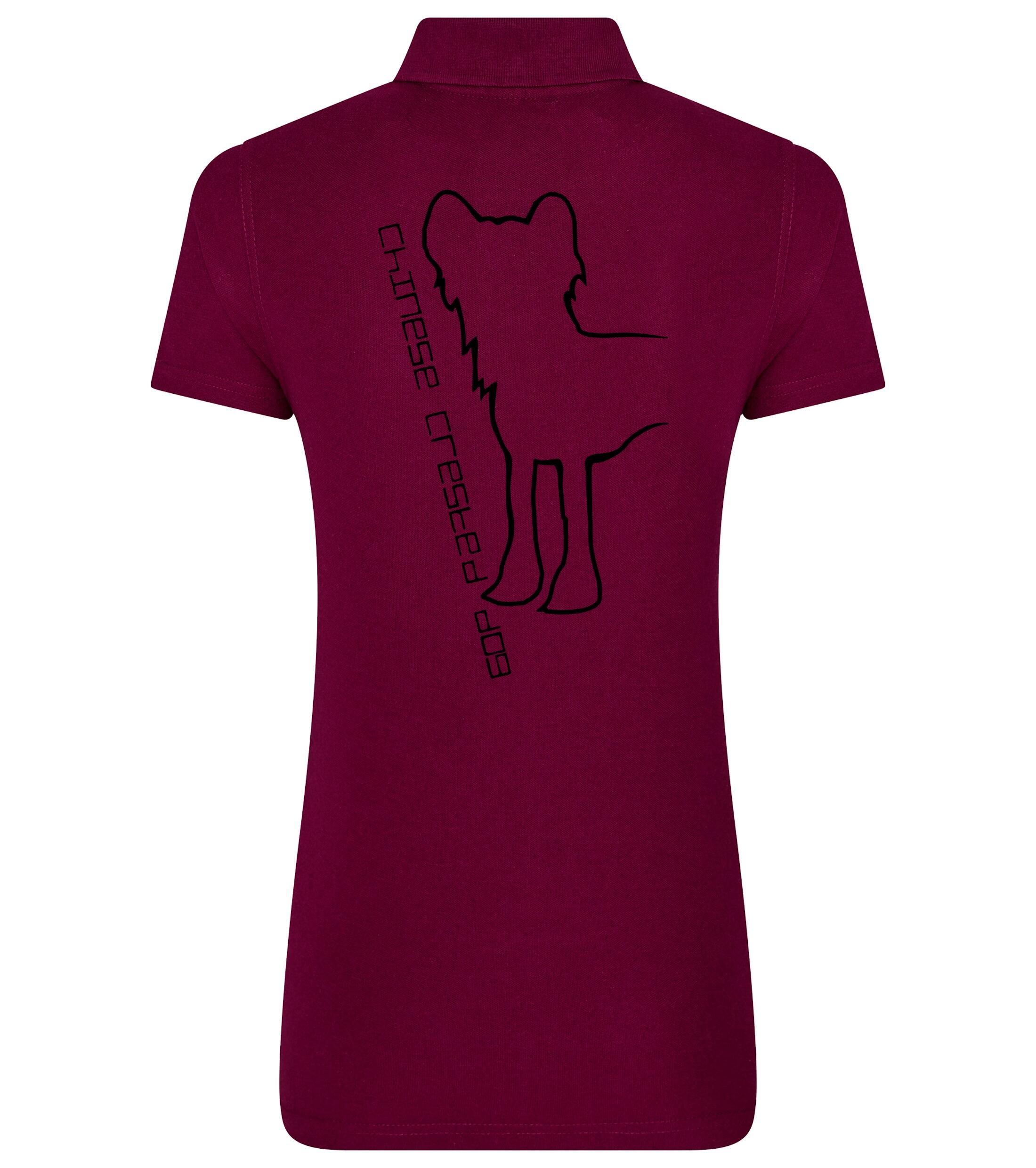 Women’s Cotton Polo with Chinese Crested Dog Breed Design – Style for Chinese Crested Enthusiasts