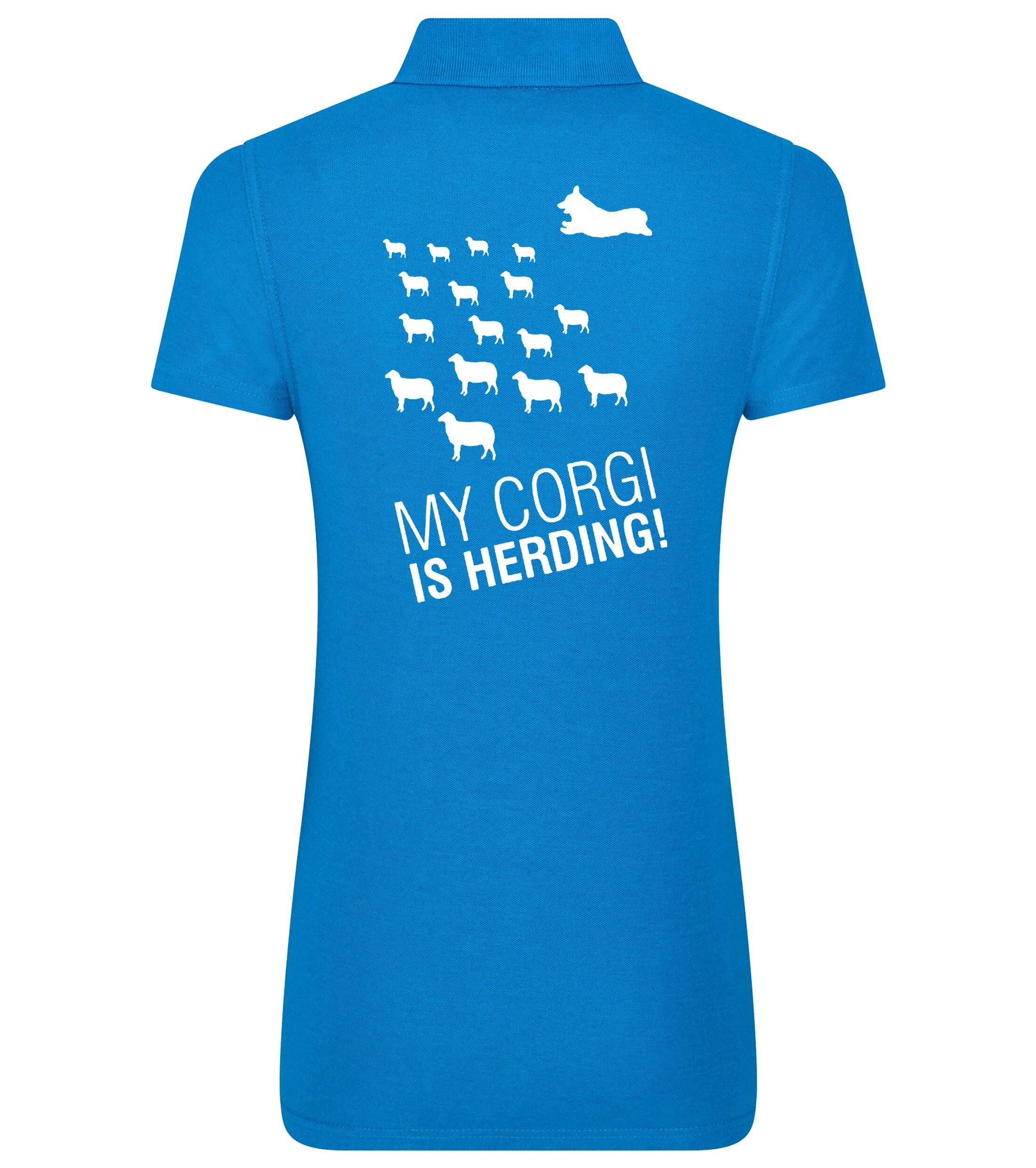 Women’s Cotton Polo with Corgi Herding Dog Breed Design – Elegance for Corgi Herding Enthusiasts