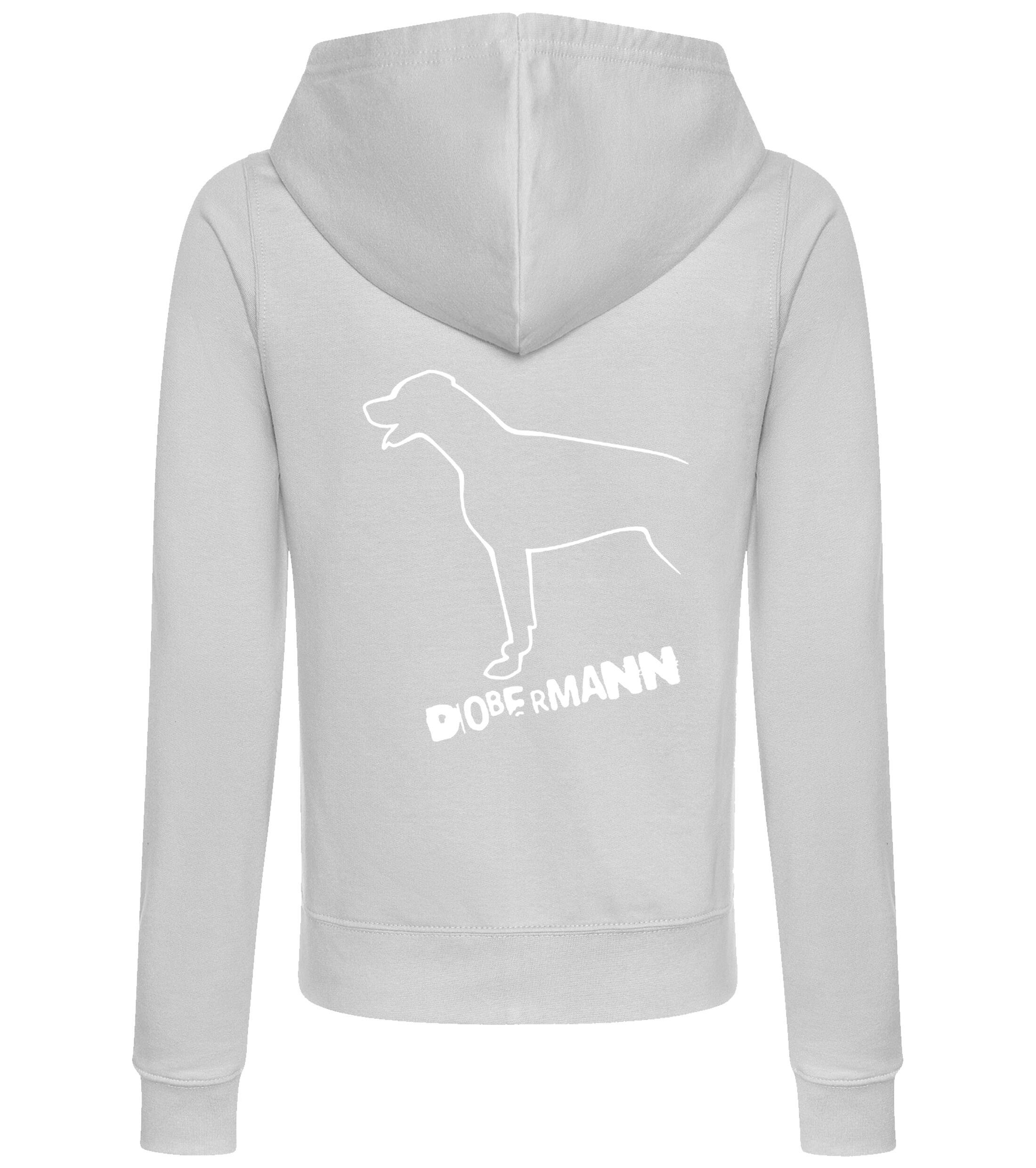 Dobermann (Outline) Women’s Zipped Hoodie – Stylish & Cozy for Dobermann Enthusiasts