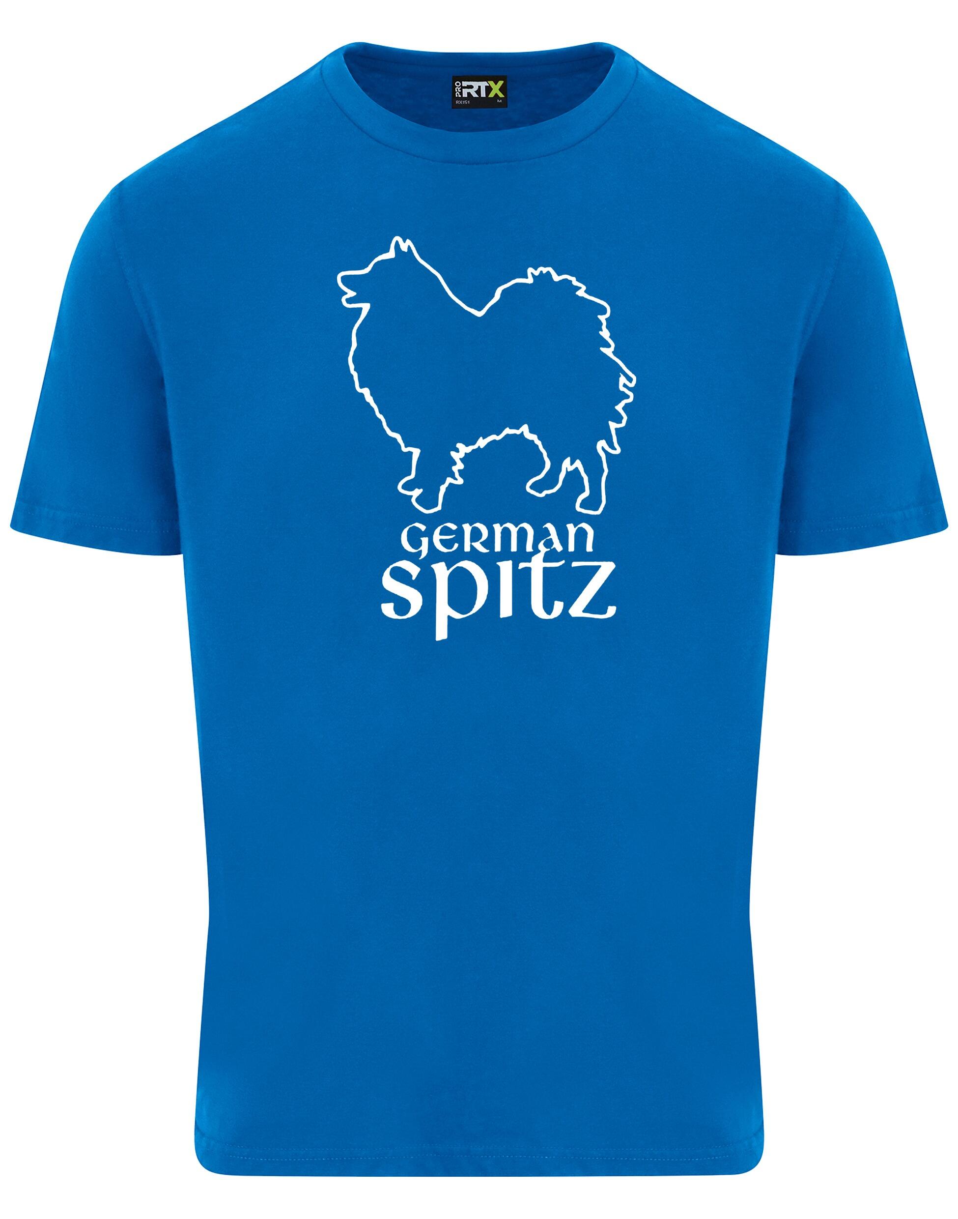 German Spitz Unisex Roundneck T-shirt featuring a vibrant dog breed design, crafted from breathable cotton with a relaxed unisex fit, perfect for dog lovers and German Spitz enthusiasts.