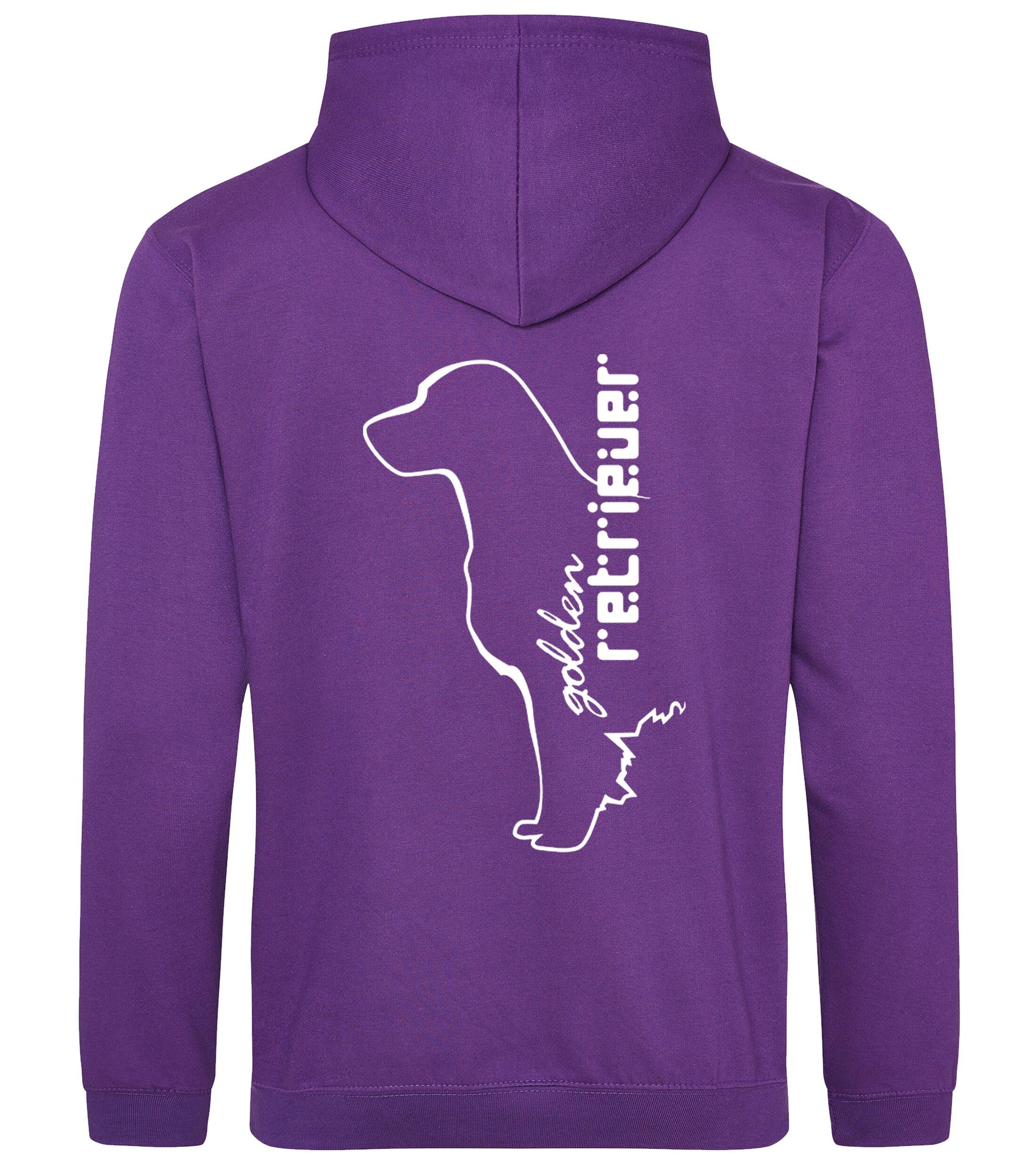 Pullover hoodie featuring an exclusive Golden Retriever design and paw prints, crafted from heavy-blend fabric with a cozy fleece interior, perfect for dog lovers and outdoor comfort.
