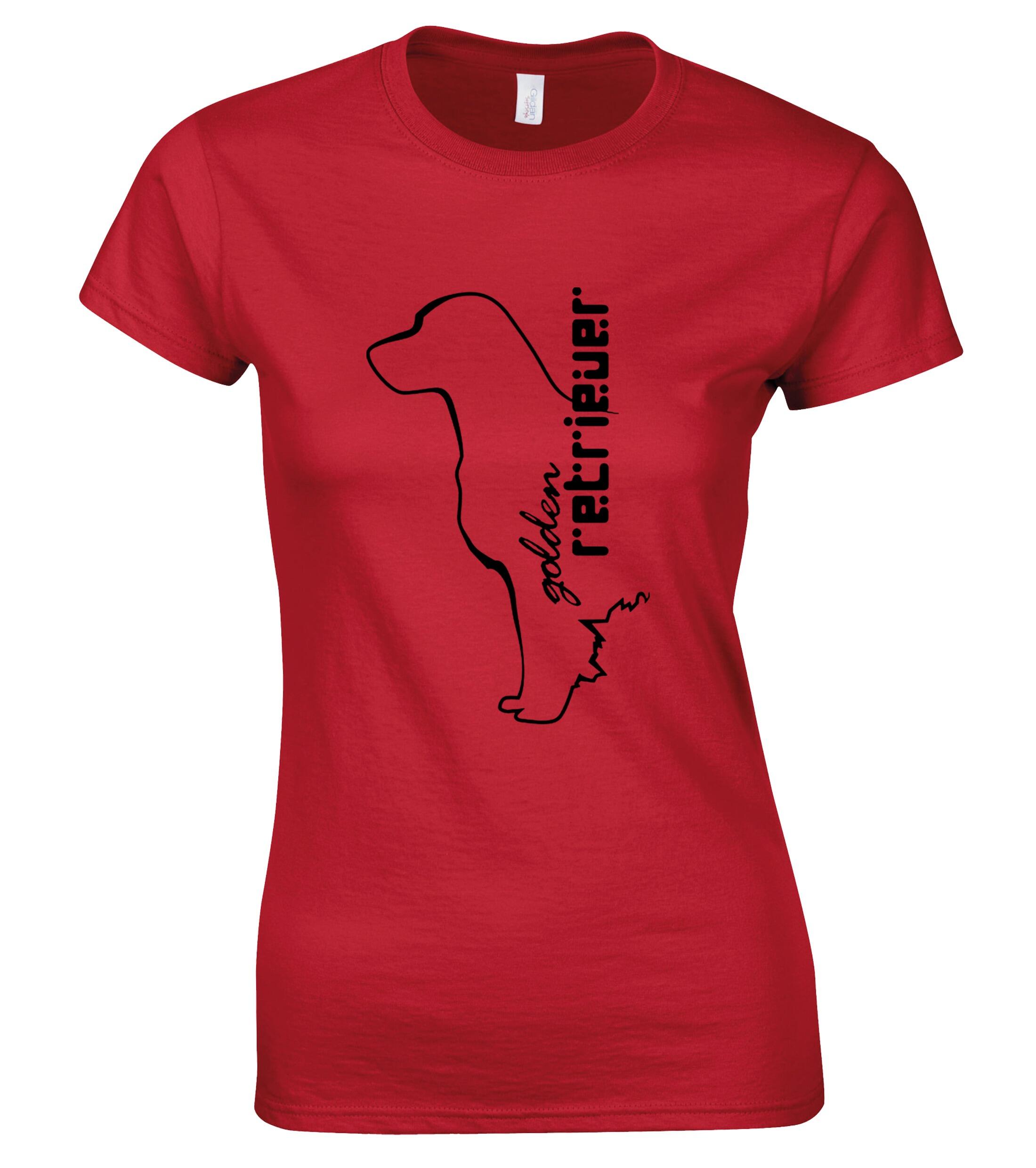 Golden Retriever Female Roundneck T-shirt with a detailed breed graphic, crafted from soft, breathable cotton and tailored with a feminine fit for stylish comfort.