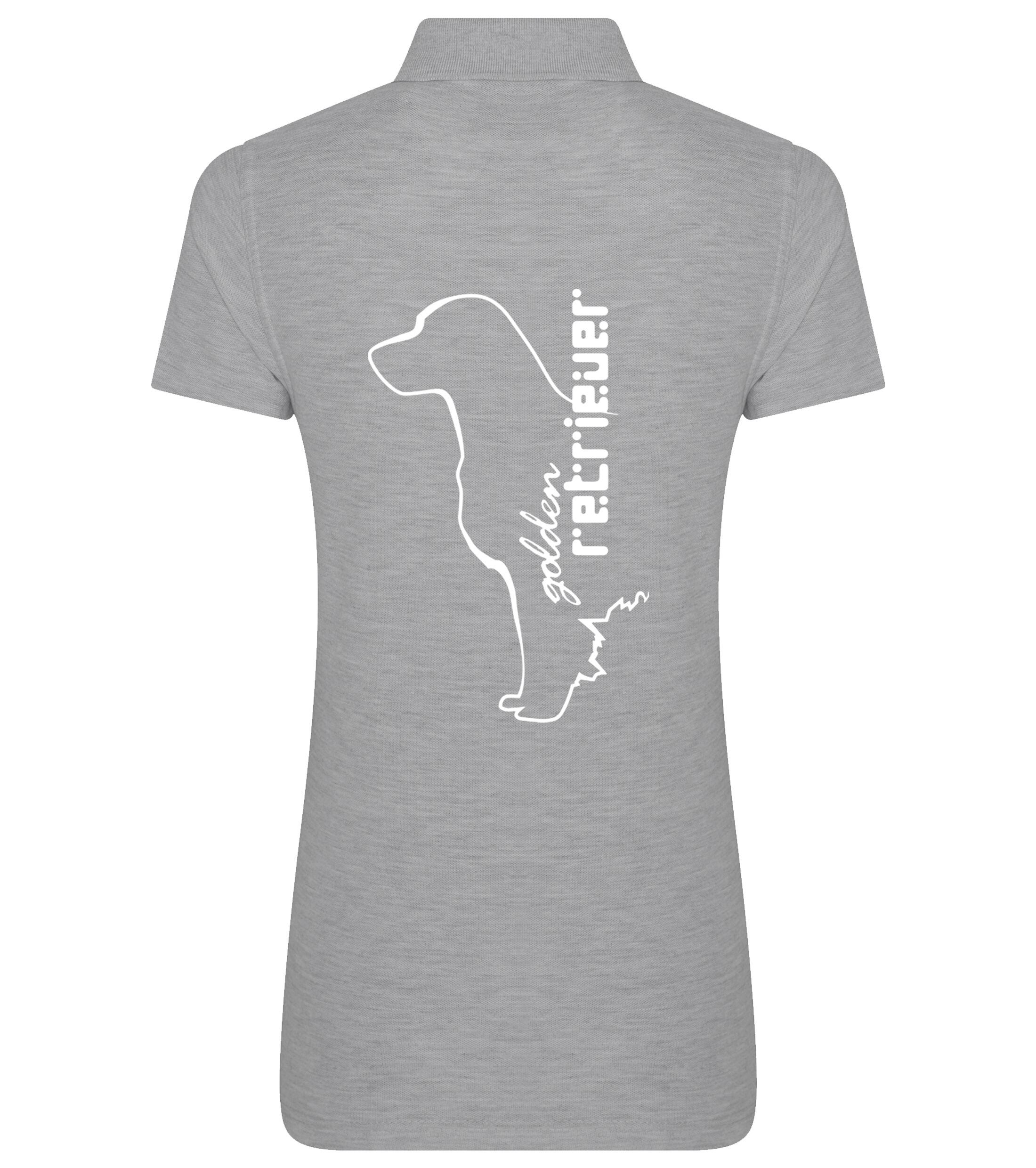 Women’s Cotton Polo with a detailed Golden Retriever graphic, crafted from breathable cotton fabric for lightweight comfort, featuring a structured collar and feminine fit for timeless style.