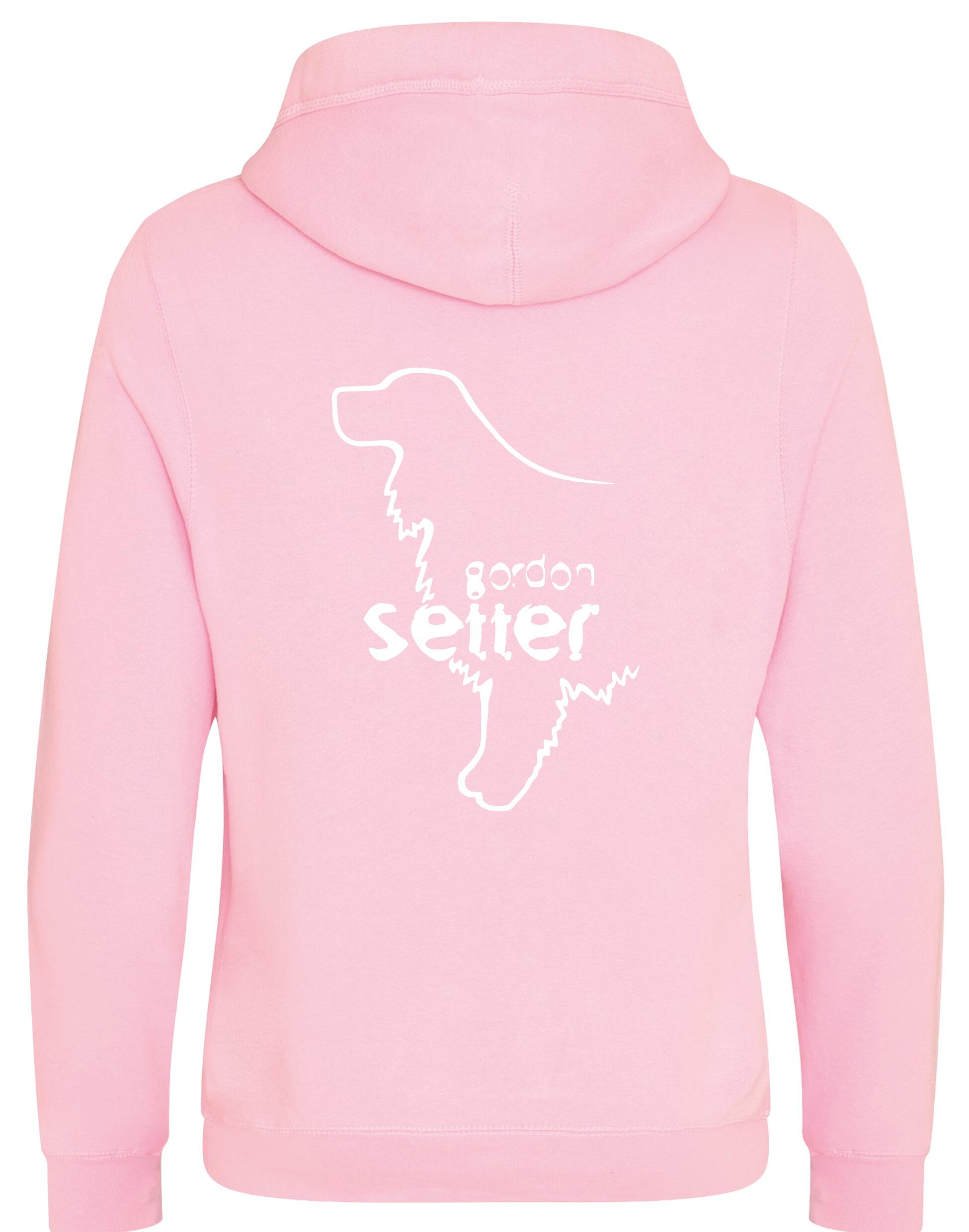 Unisex crossneck pullover hoodie featuring an exclusive Gordon Setter design, brushed fleece lining, spacious kangaroo pocket, and modern crossneck style for warmth and comfort.