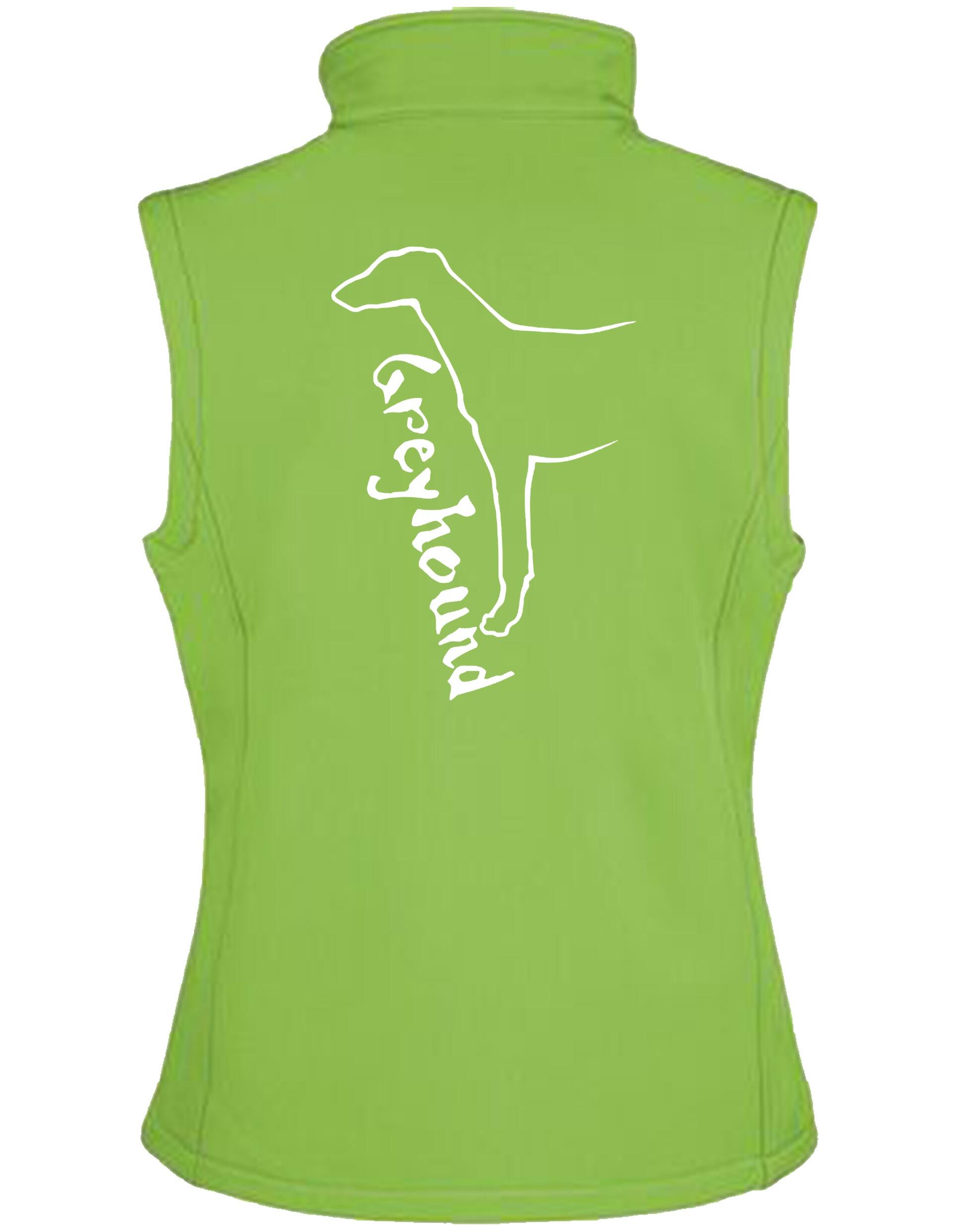 Women's Softshell Jacket with water-resistant fabric and fleece lining, featuring a detailed Greyhound design on the back, perfect for outdoor adventures.