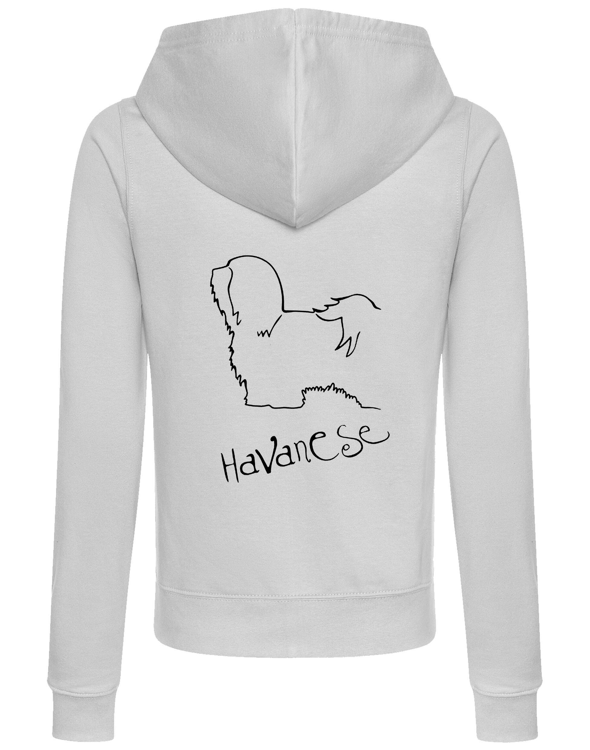 Havanese Women’s Zipped Hoodie – Stylish and cozy zipped hoodie featuring exclusive Havanese artwork, perfect for breed enthusiasts.