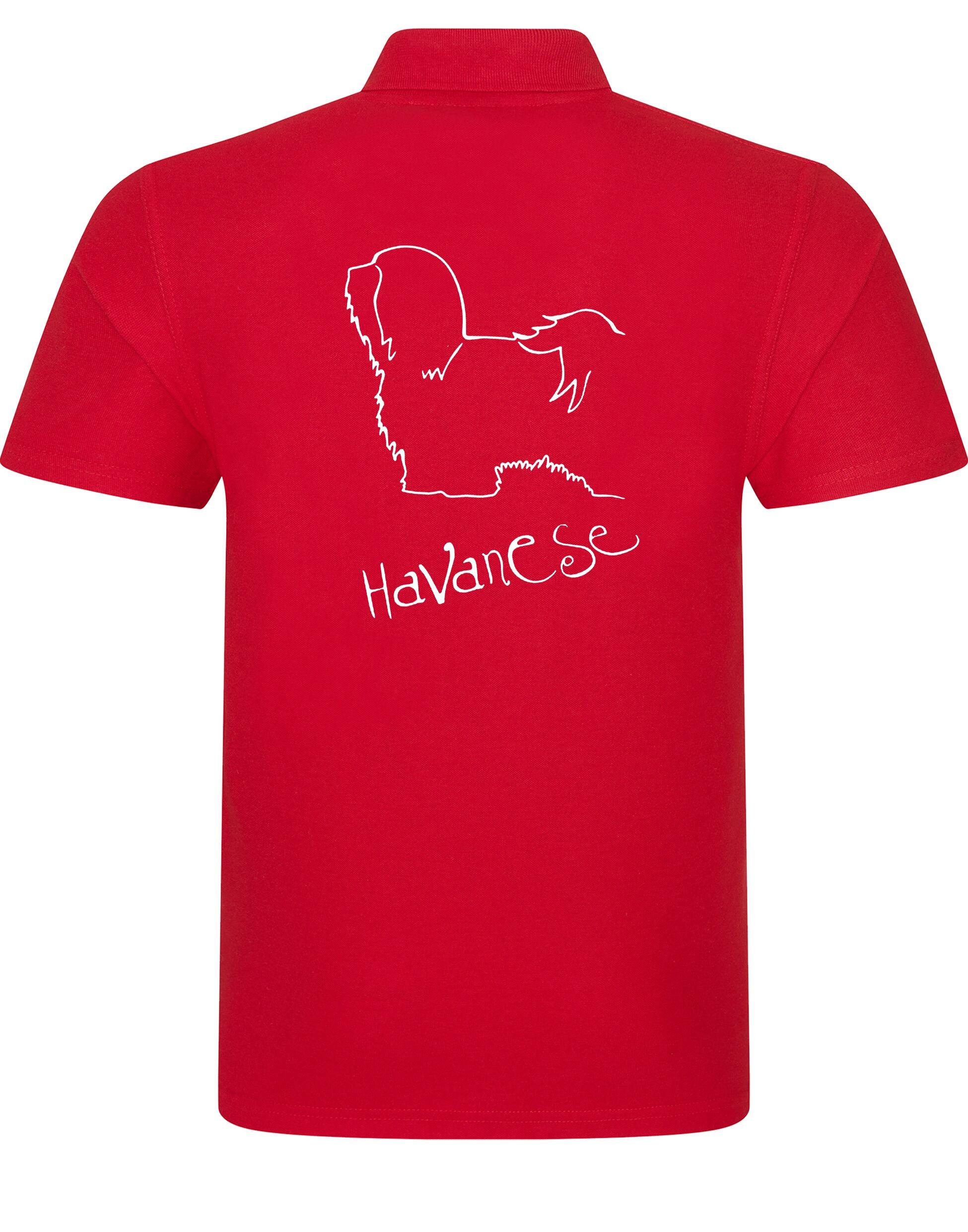 Unisex cotton polo featuring a detailed Havanese graphic – comfortable and stylish apparel for Havanese lovers.