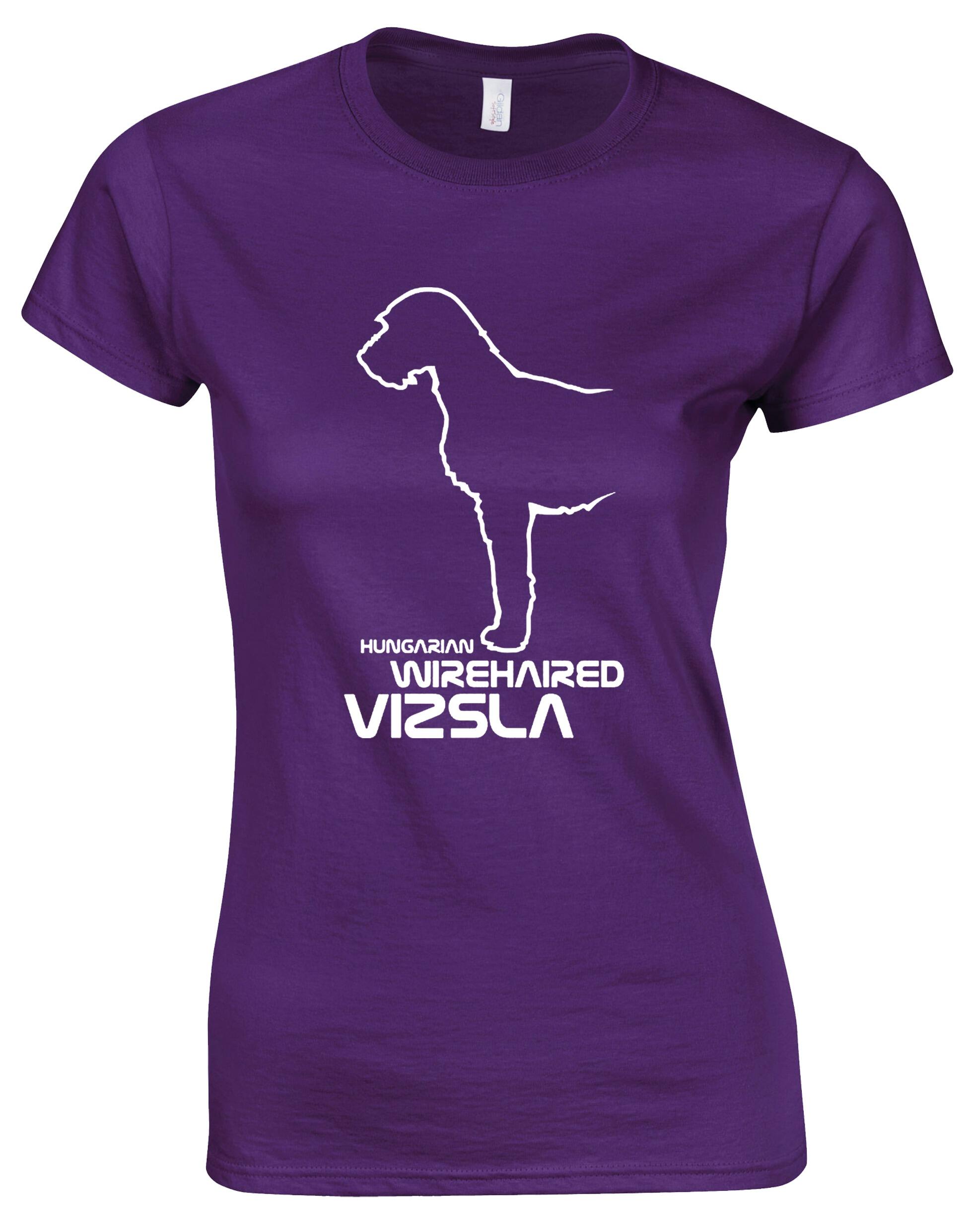Hungarian Wirehaired Vizsla Female Roundneck T-shirt featuring exclusive breed artwork, premium cotton fabric, and a tailored feminine fit.
