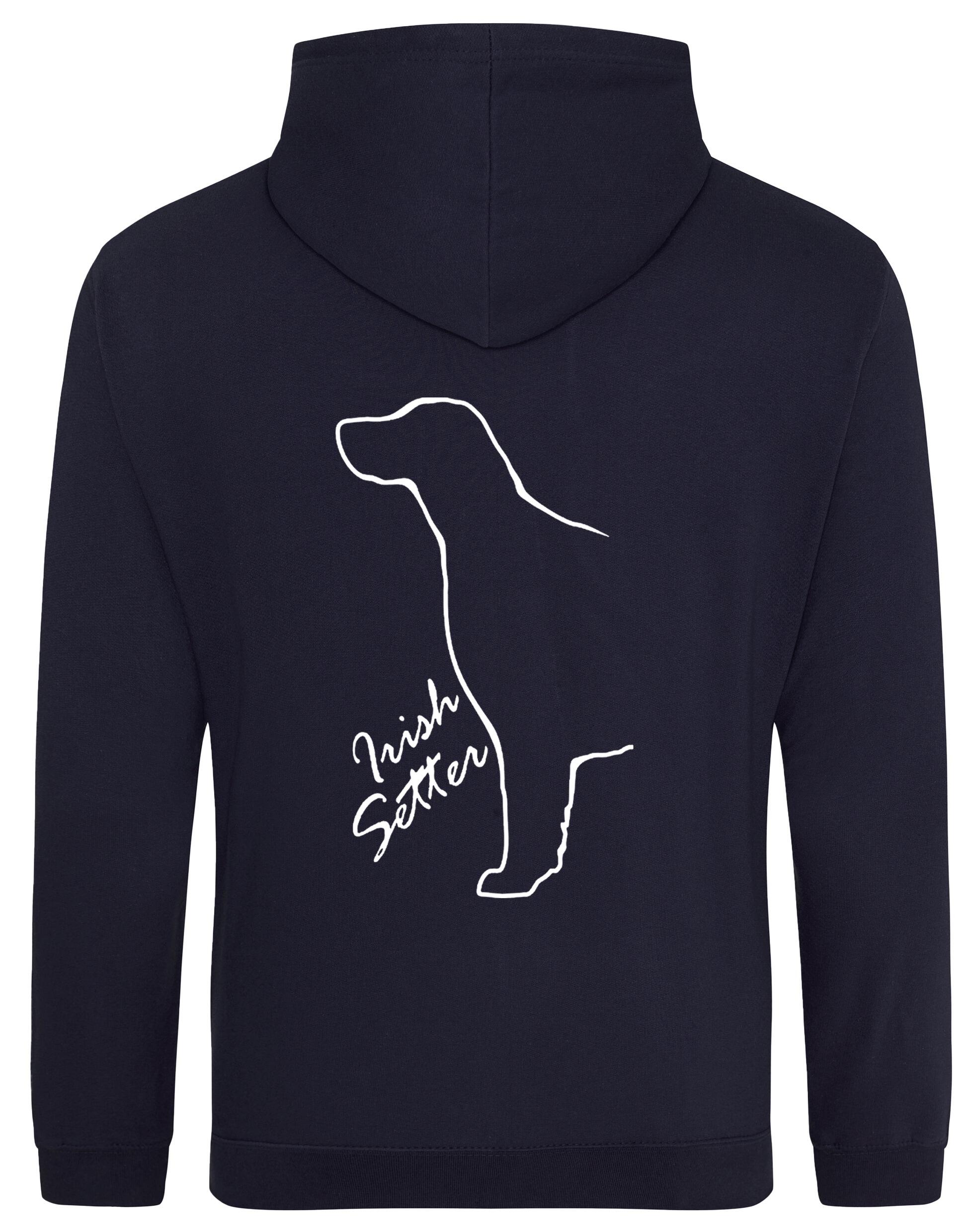Irish Setter Design Pullover Hoodie featuring exclusive breed artwork, heavy-blend fabric, and a cozy brushed fleece interior for warmth and style.