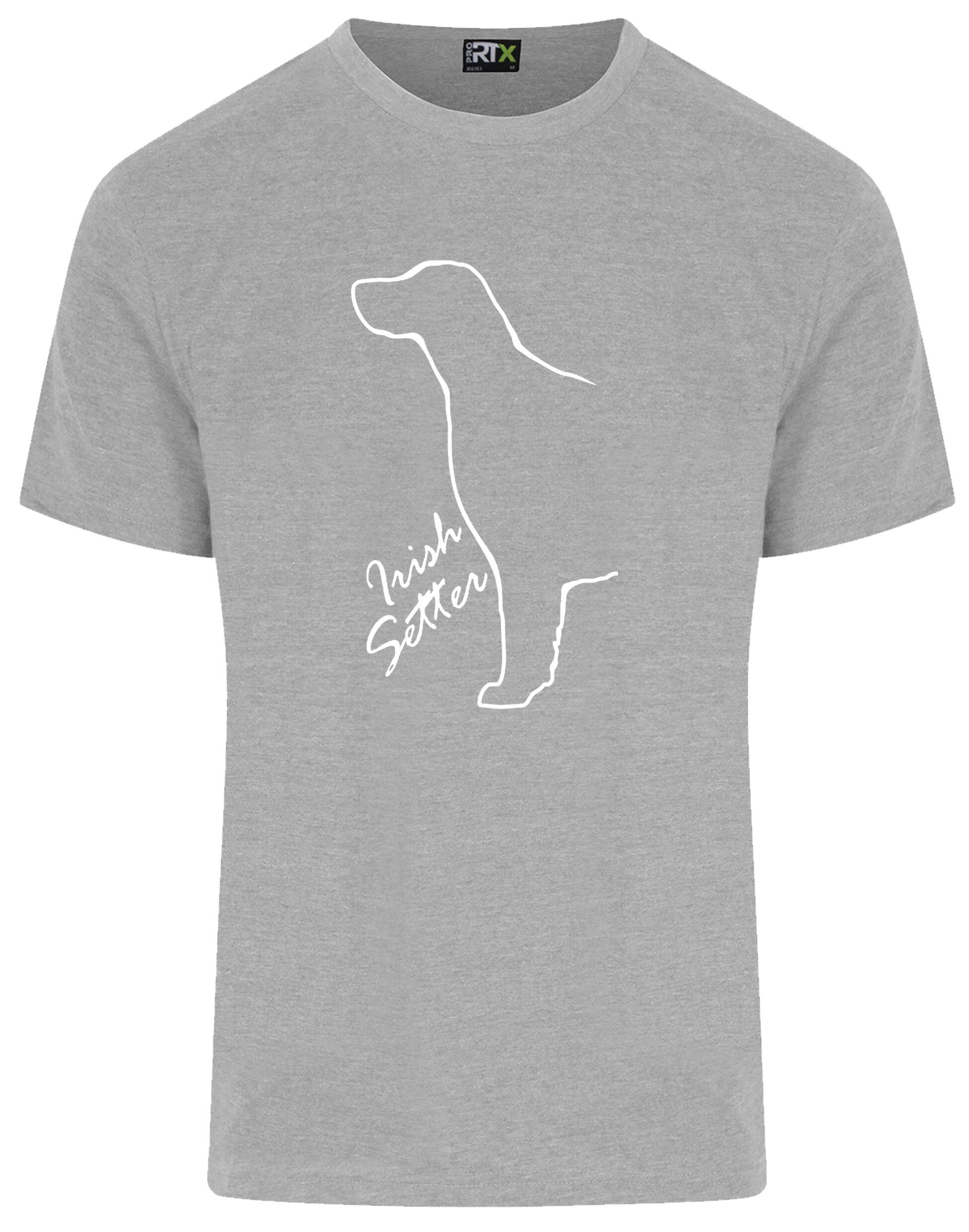 Irish Setter Unisex Roundneck T-shirt featuring detailed breed artwork on breathable cotton fabric with a relaxed fit for versatile wear.