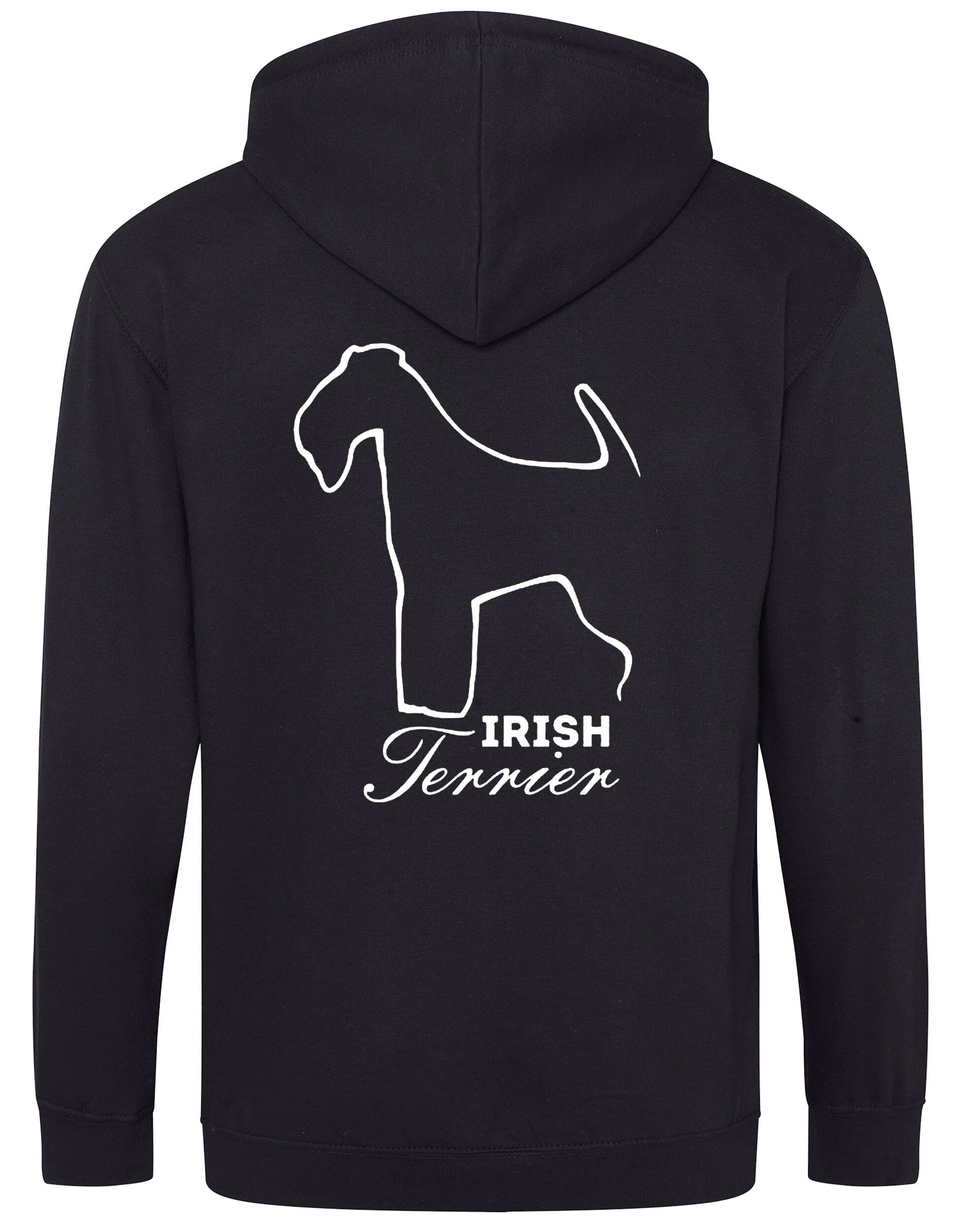 Irish Terrier Zipped Hoodie featuring exclusive breed artwork, practical full-zip design, and customizable options for a personalized touch.