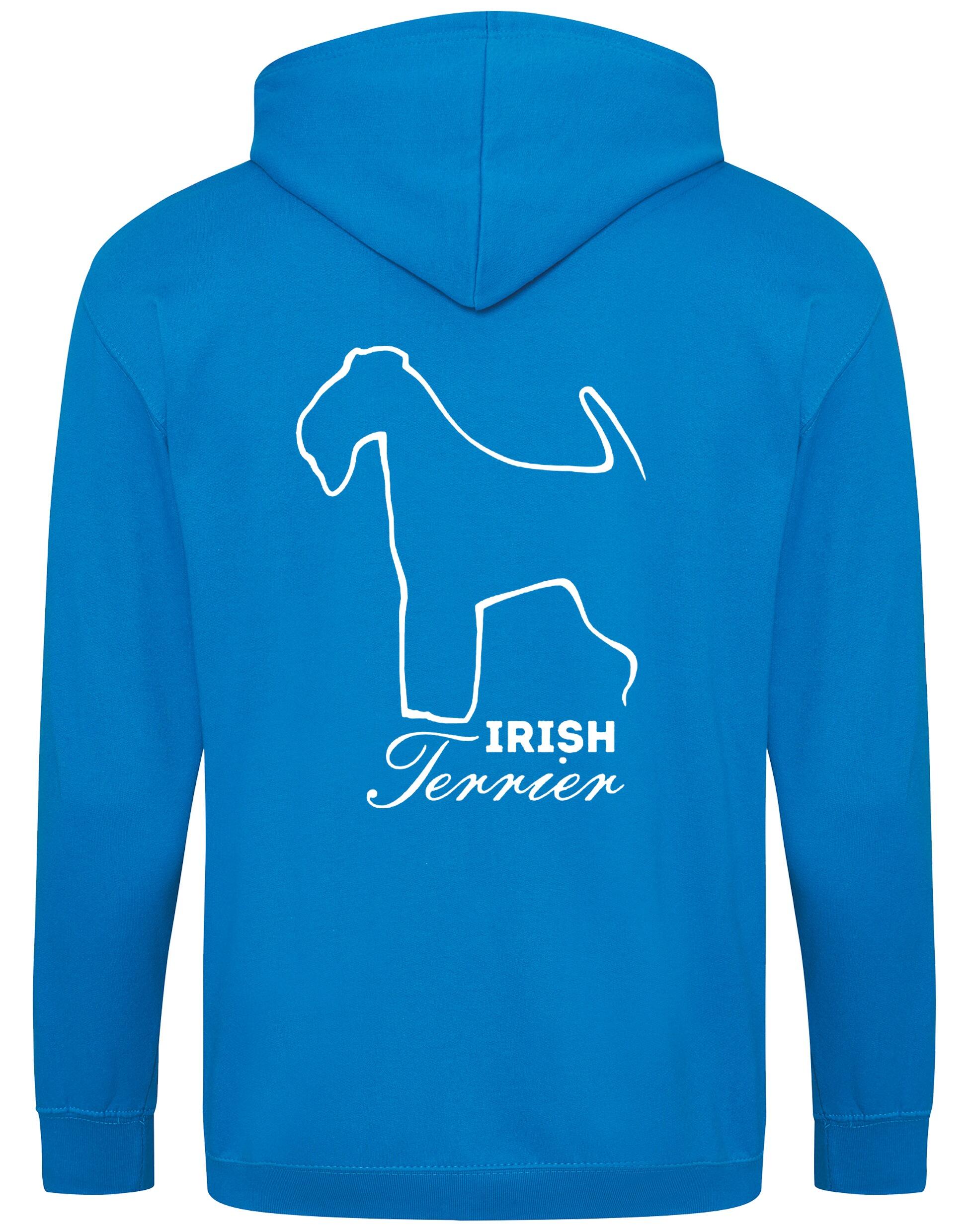 Irish Terrier Zipped Hoodie featuring exclusive breed artwork, practical full-zip design, and customizable options for a personalized touch.
