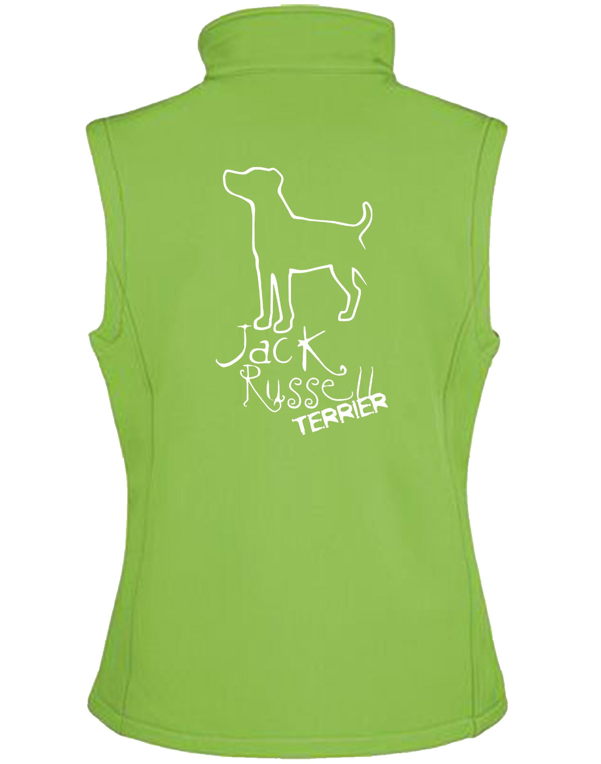 Jack Russell Terrier Women’s Softshell Gilet with exclusive breed artwork, personalization options, and water-resistant fabric for stylish outdoor comfort.