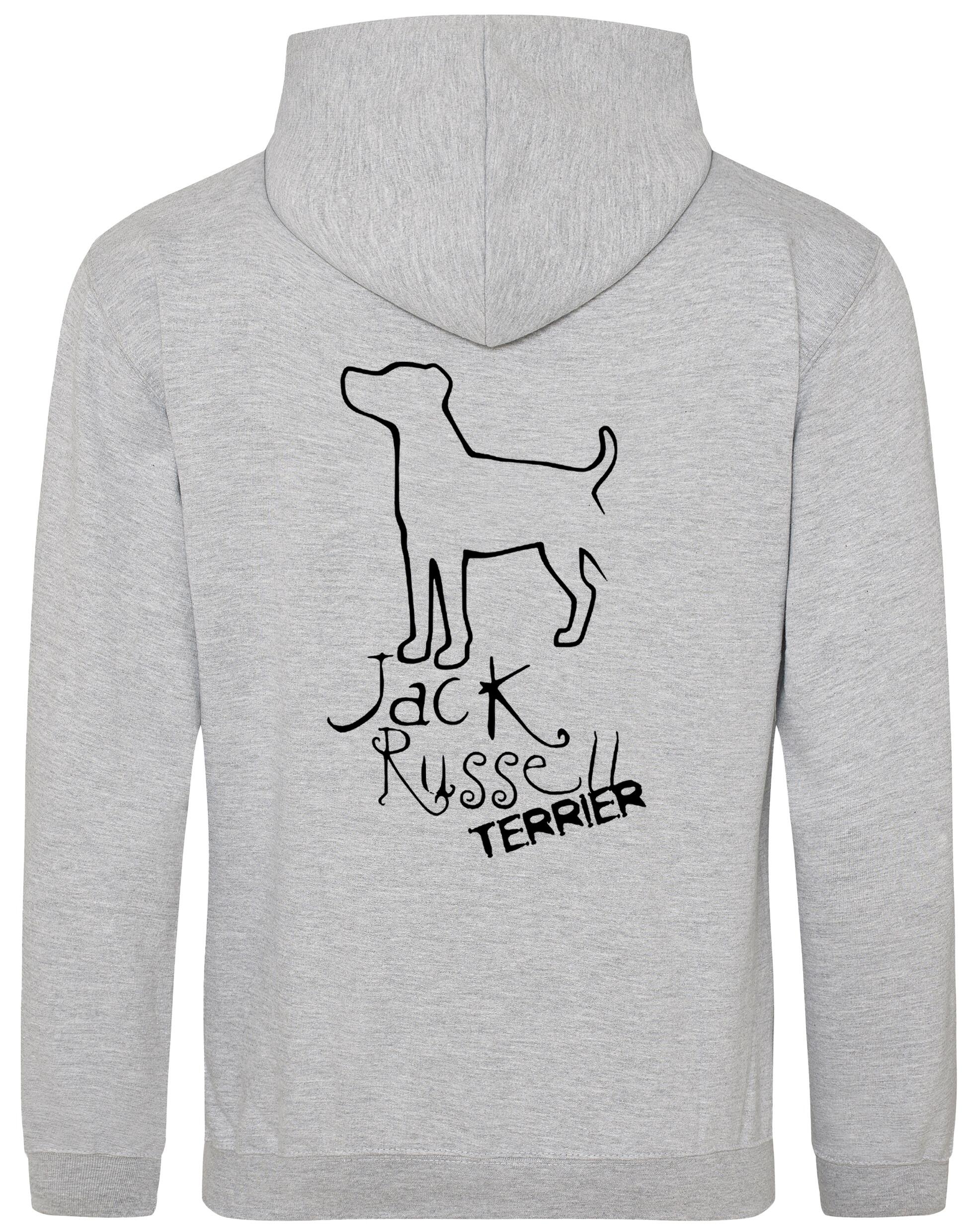 Jack Russell Terrier Pullover Hoodie with exclusive breed artwork, paw prints, and personalization options, crafted from premium heavy-blend fabric for warmth and style.