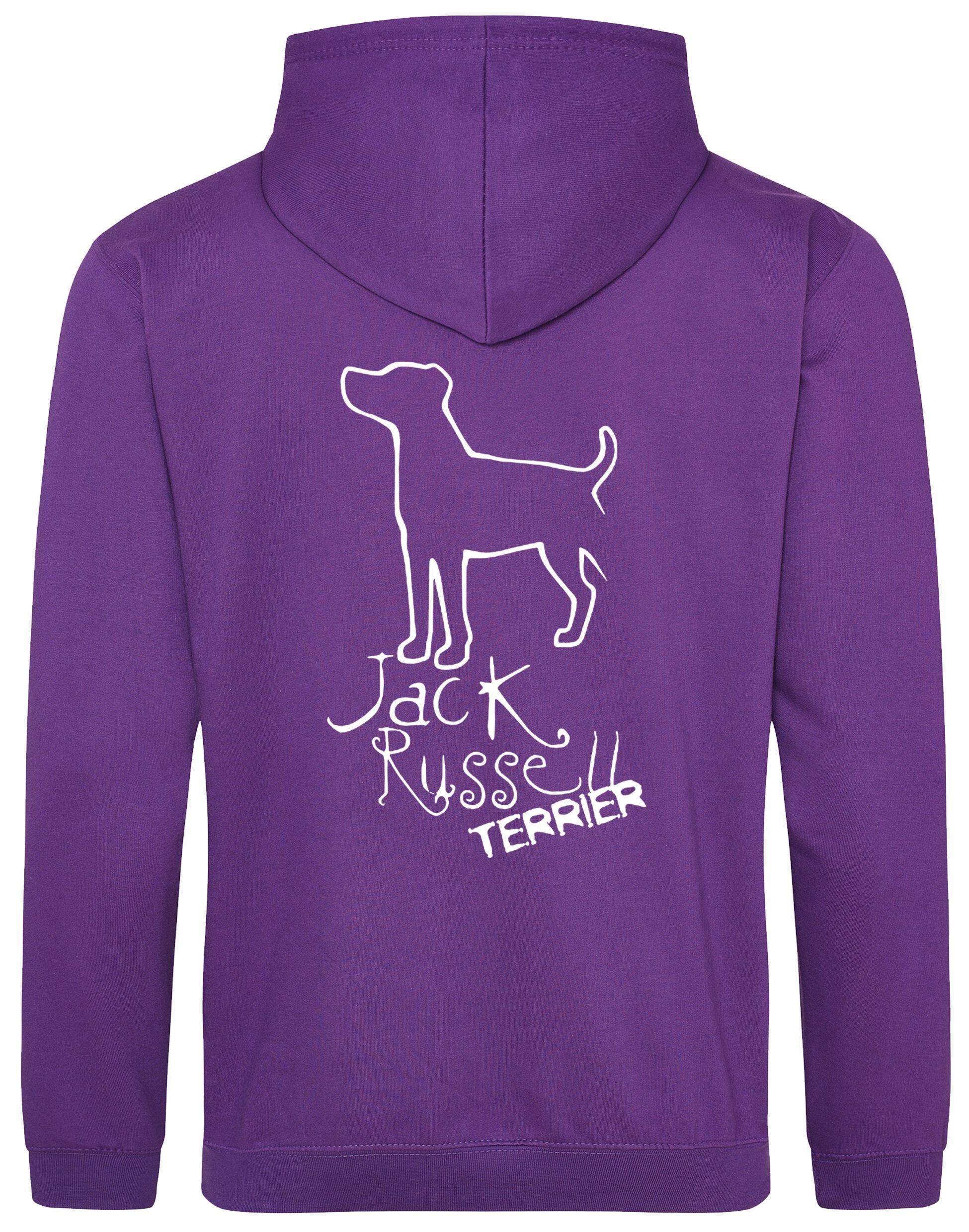 Jack Russell Terrier Pullover Hoodie with exclusive breed artwork, paw prints, and personalization options, crafted from premium heavy-blend fabric for warmth and style.