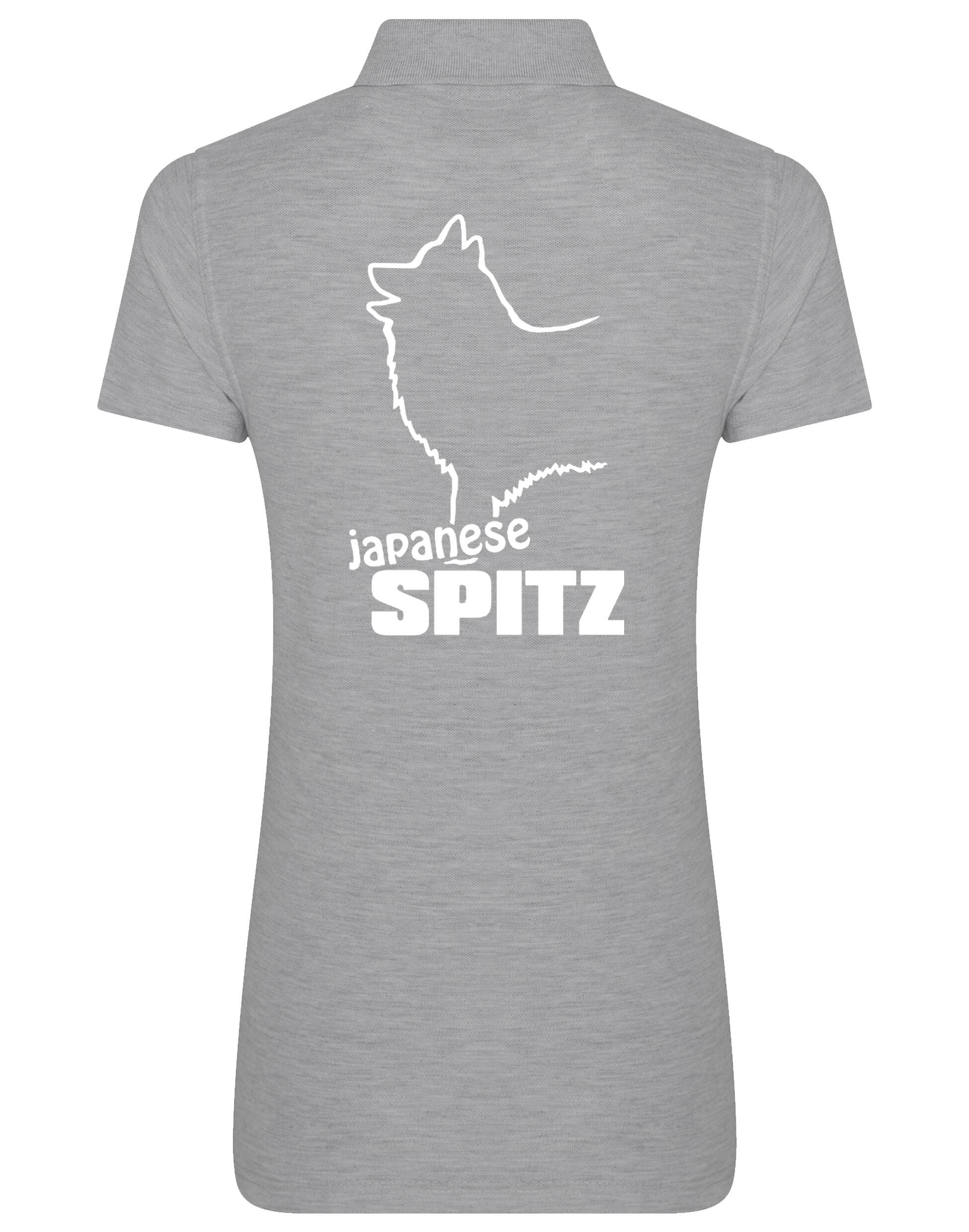 Women’s cotton polo with exclusive Japanese Spitz artwork, offering elegance and comfort for breed enthusiasts.