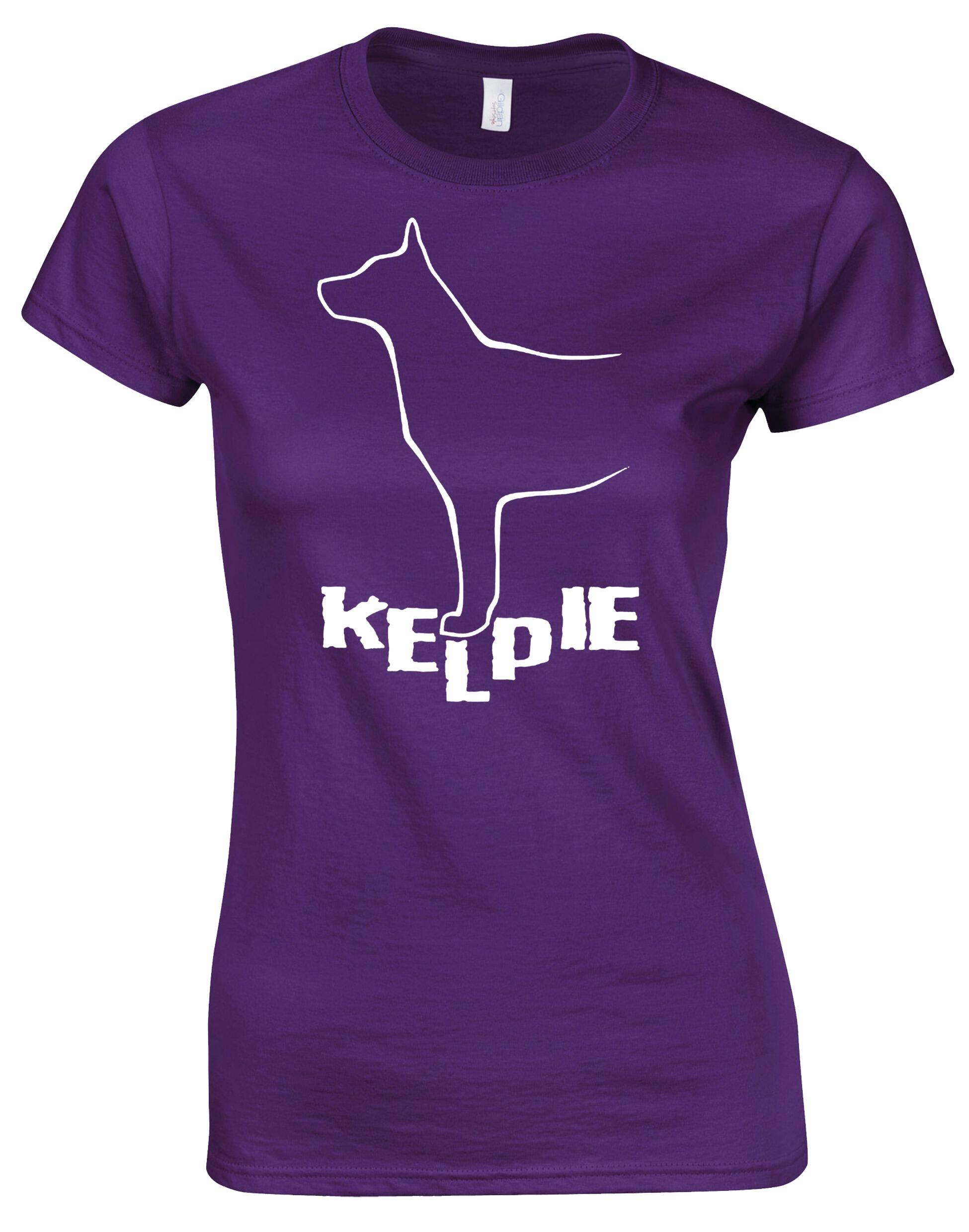 Kelpi Female Roundneck T-shirt featuring exclusive breed-inspired artwork, premium cotton fabric, and a flattering feminine fit for comfort and style.