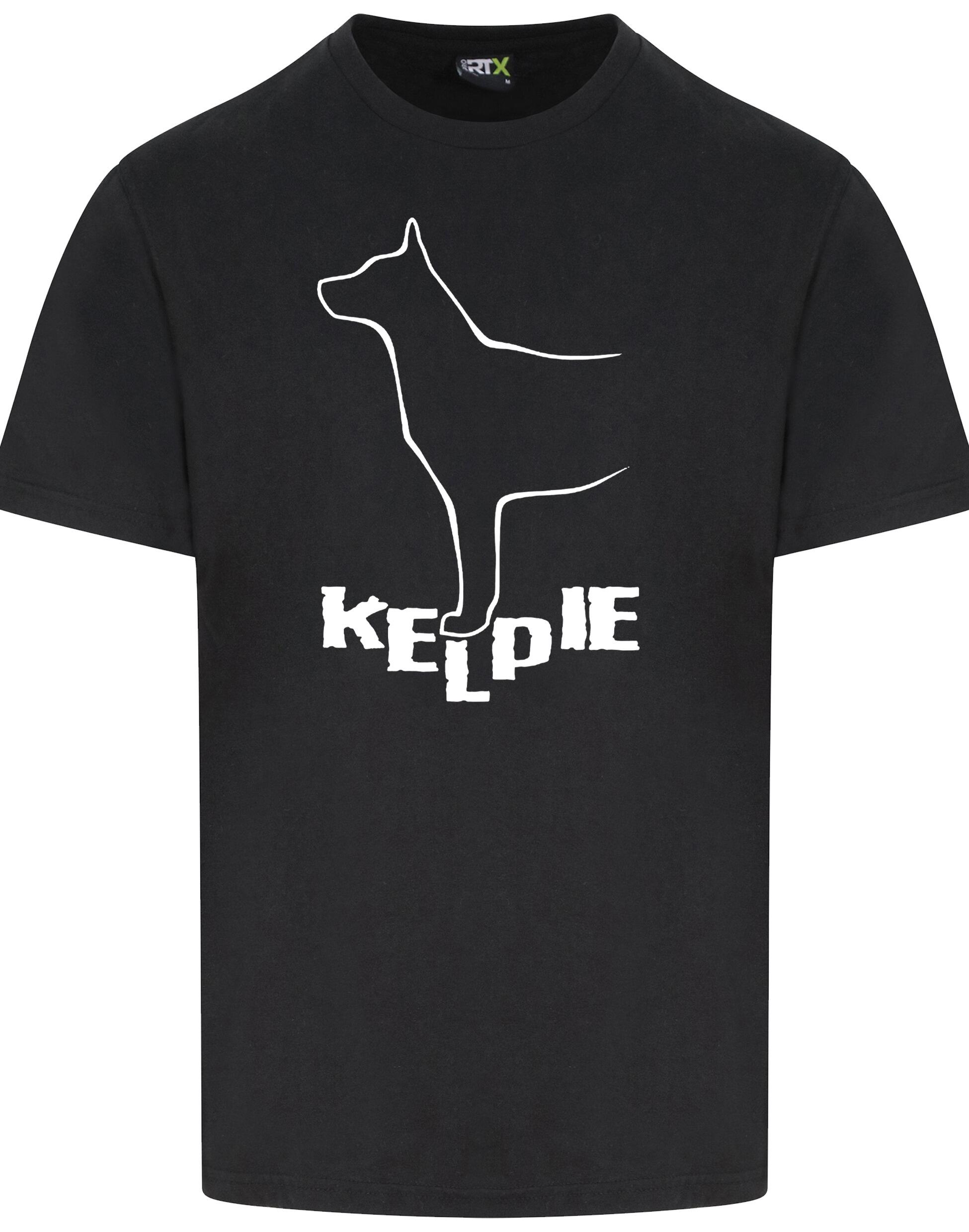 Kelpi Unisex Roundneck T-shirt featuring exclusive breed-inspired artwork, premium cotton fabric, and a relaxed fit for all-day comfort and versatile style.