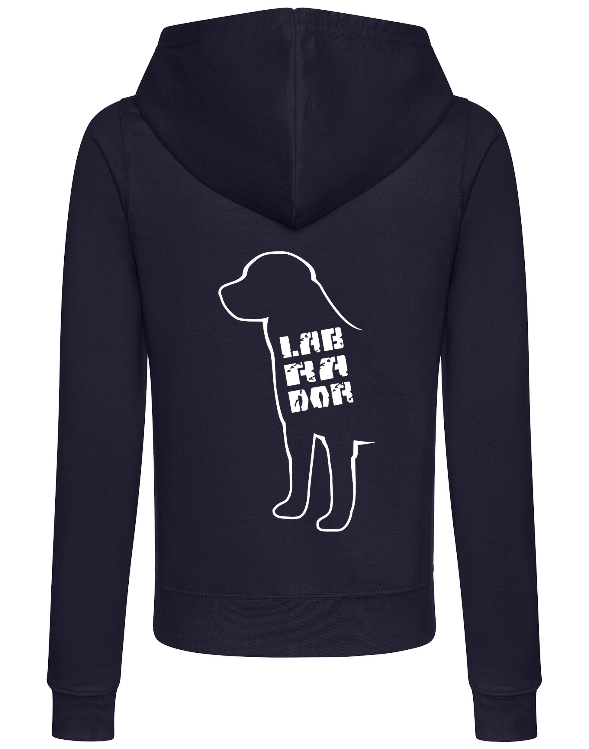 Women’s zipped hoodie featuring exclusive Labrador artwork, designed with breathable fabric and a flattering fit for Labrador enthusiasts.