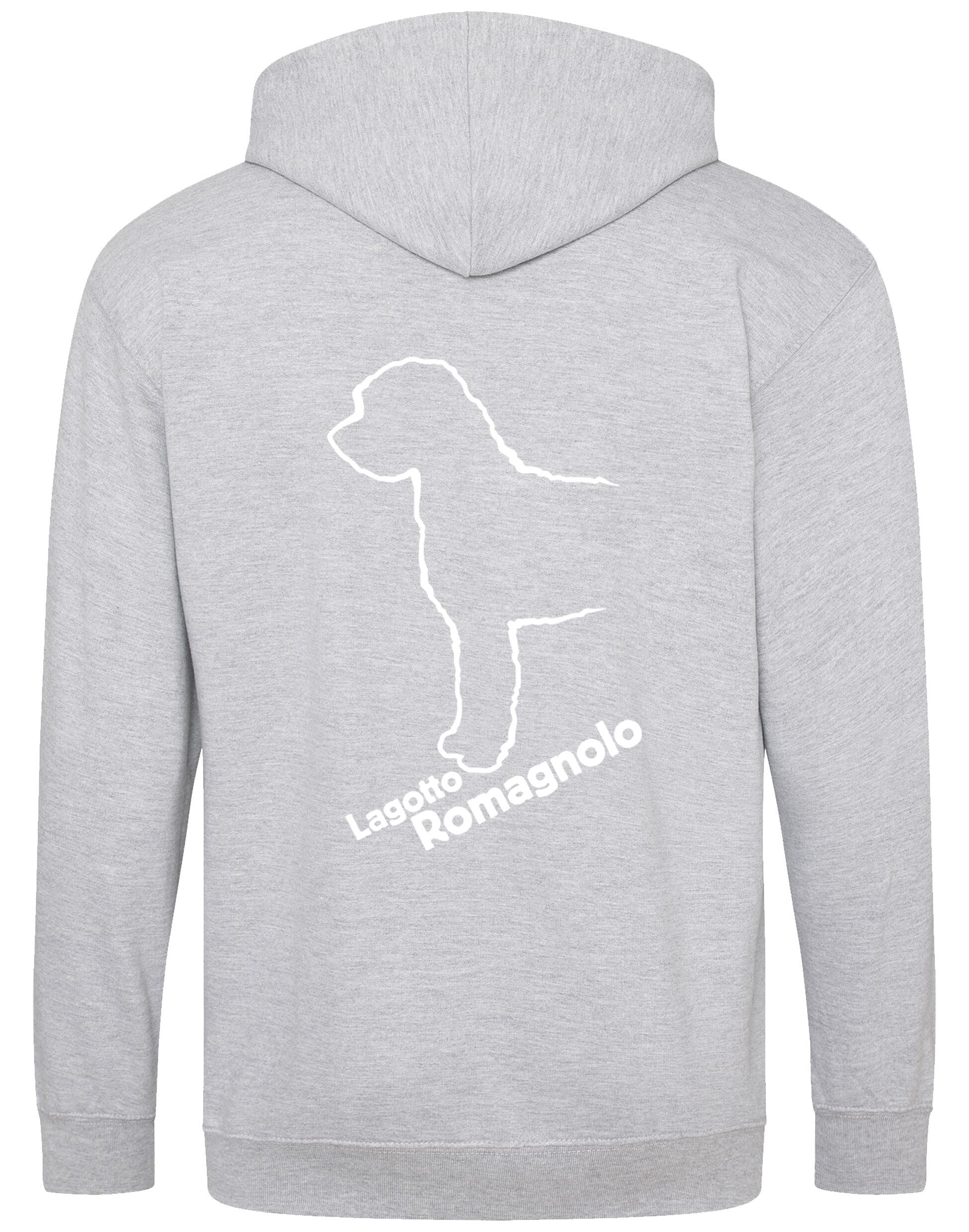 Lagotto Romagnolo Zipped Hoodie featuring exclusive breed artwork, a cosy fleece interior, and practical front pockets.