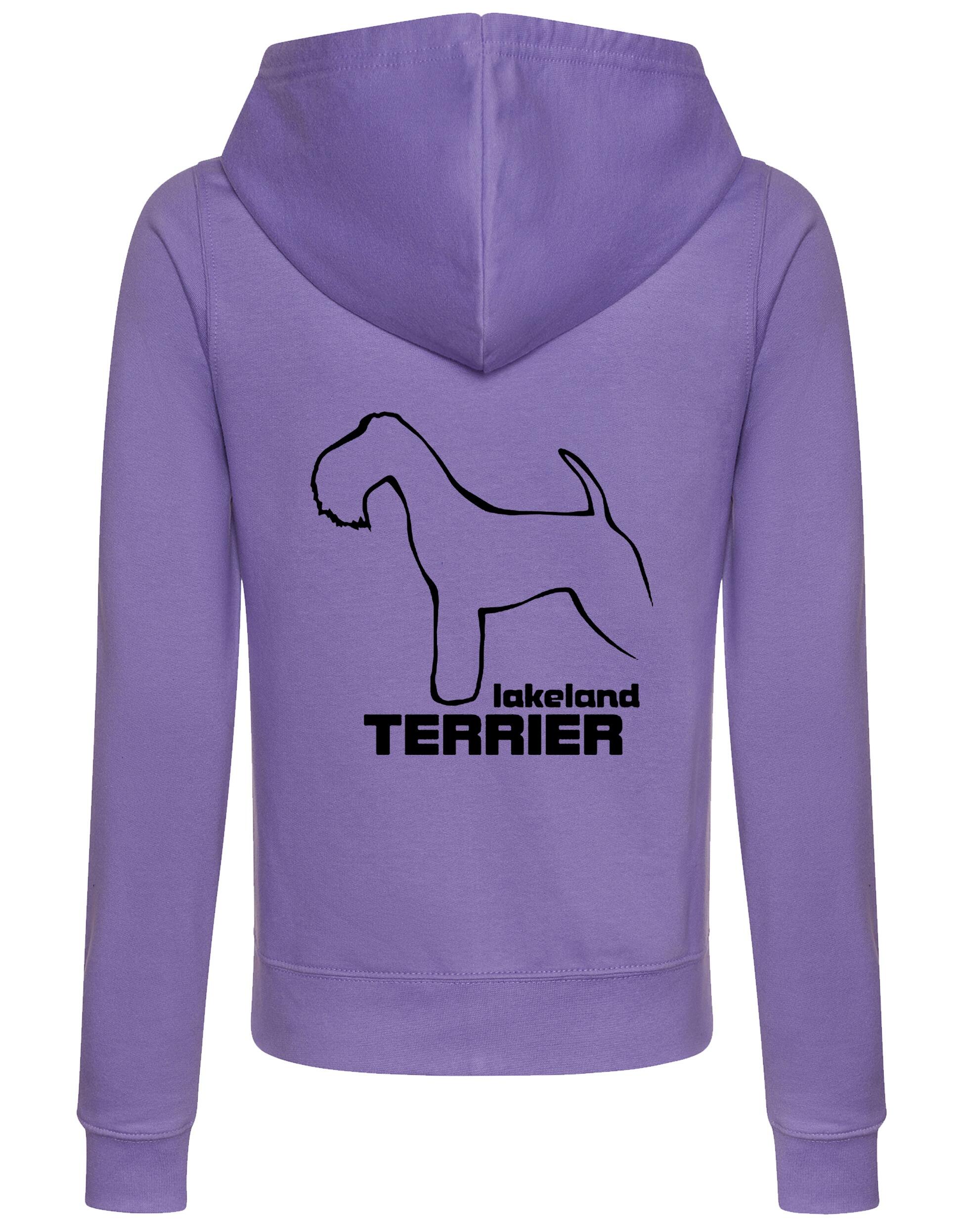 Stylish Lakeland Terrier women’s zipped hoodie with exclusive breed artwork and practical design.