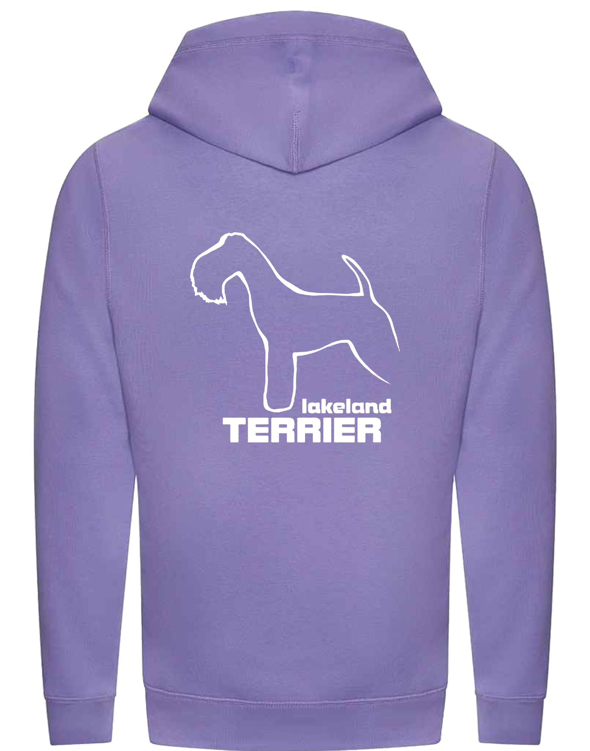Stylish Lakeland Terrier crossneck pullover hoodie with exclusive breed artwork and cosy fleece interior.
