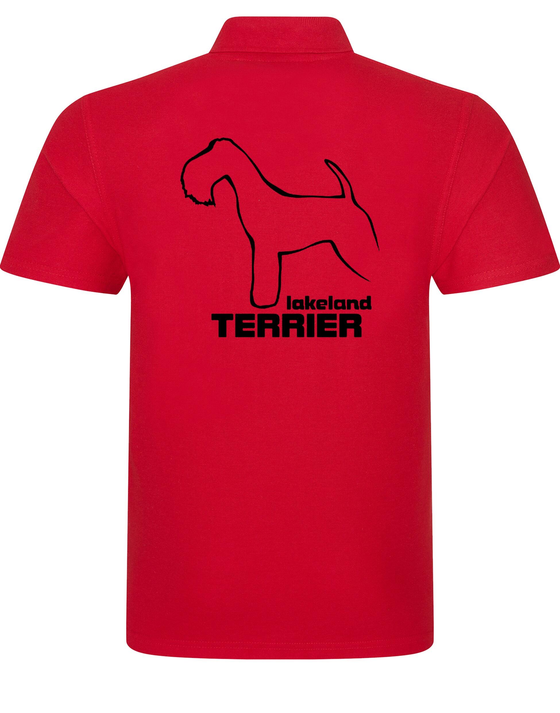 Unisex cotton polo featuring an exclusive Lakeland Terrier design with a relaxed fit.