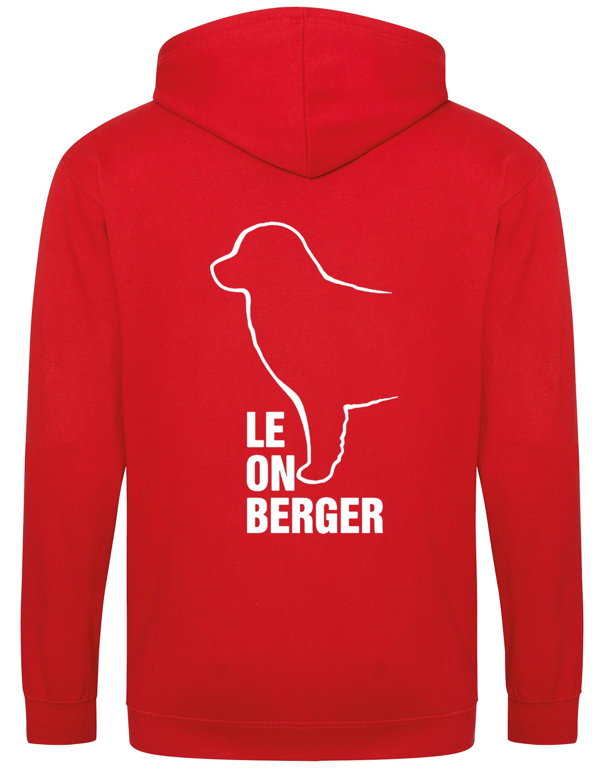 Leonberger zipped hoodie with exclusive breed artwork, personalised details, and practical full-zip design.