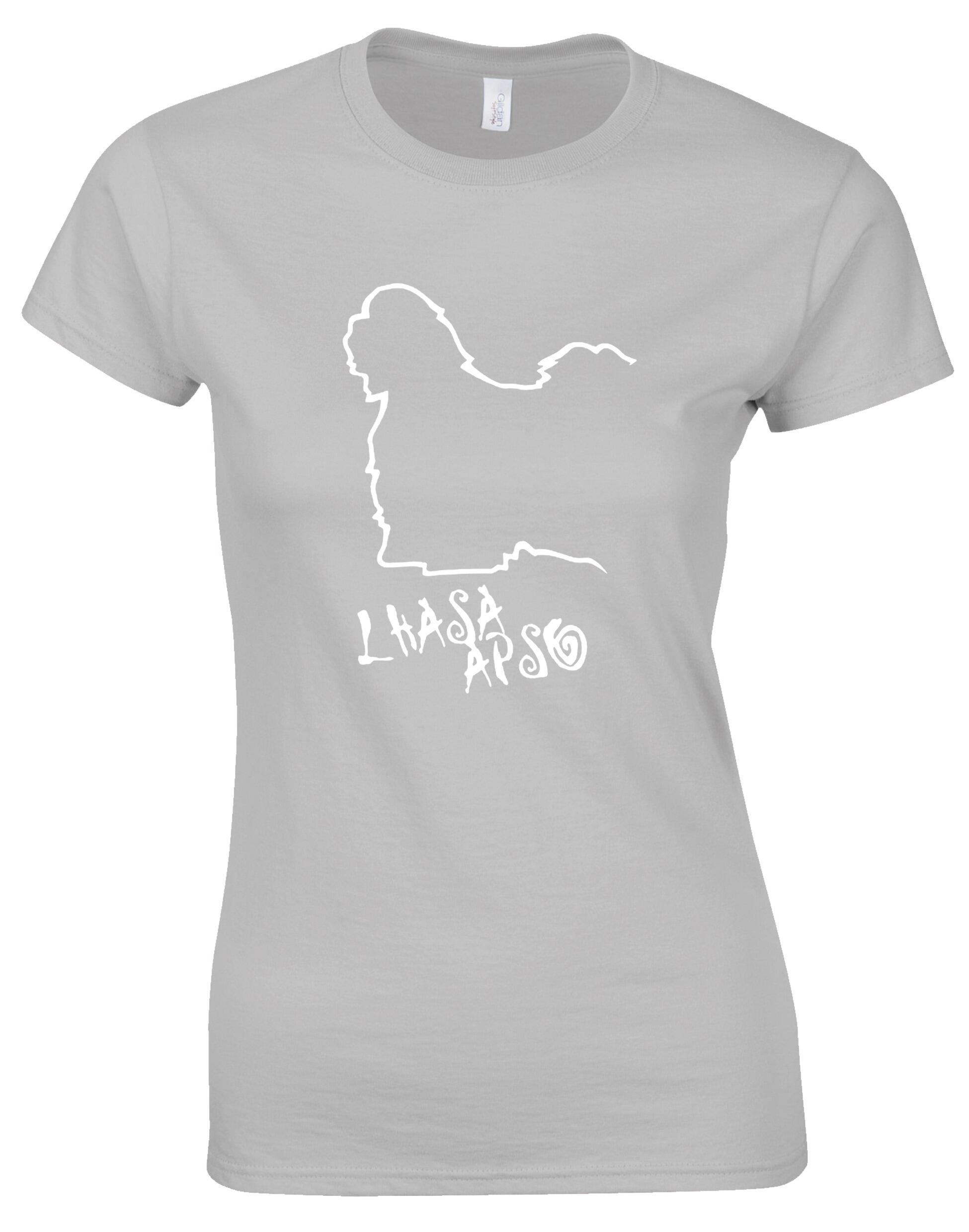 Lhasa Apso Female Roundneck T-shirt with stylish breed design and soft breathable cotton fabric.
