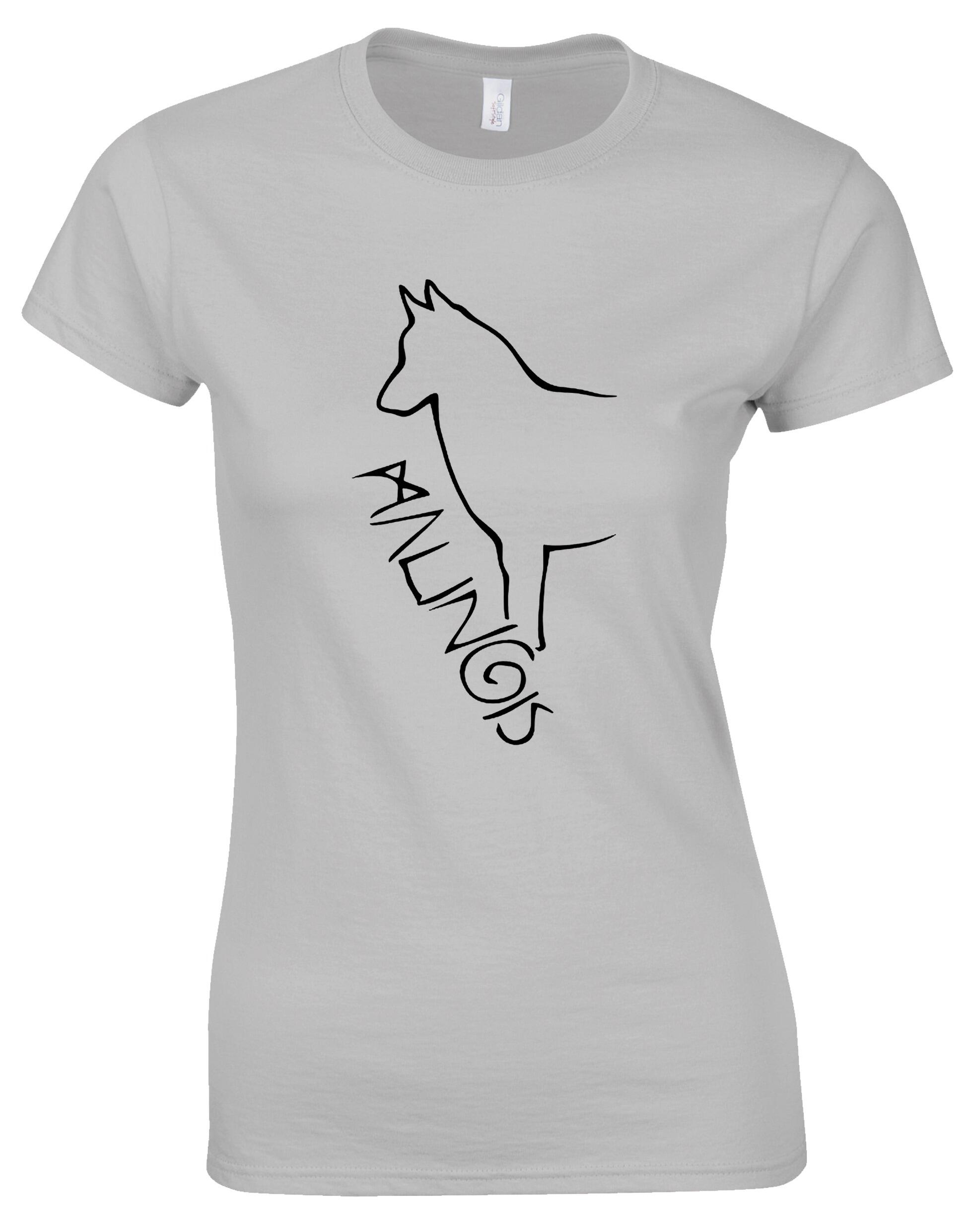 Female Roundneck T-shirt featuring an exclusive Malinois breed graphic, designed for comfort and style.