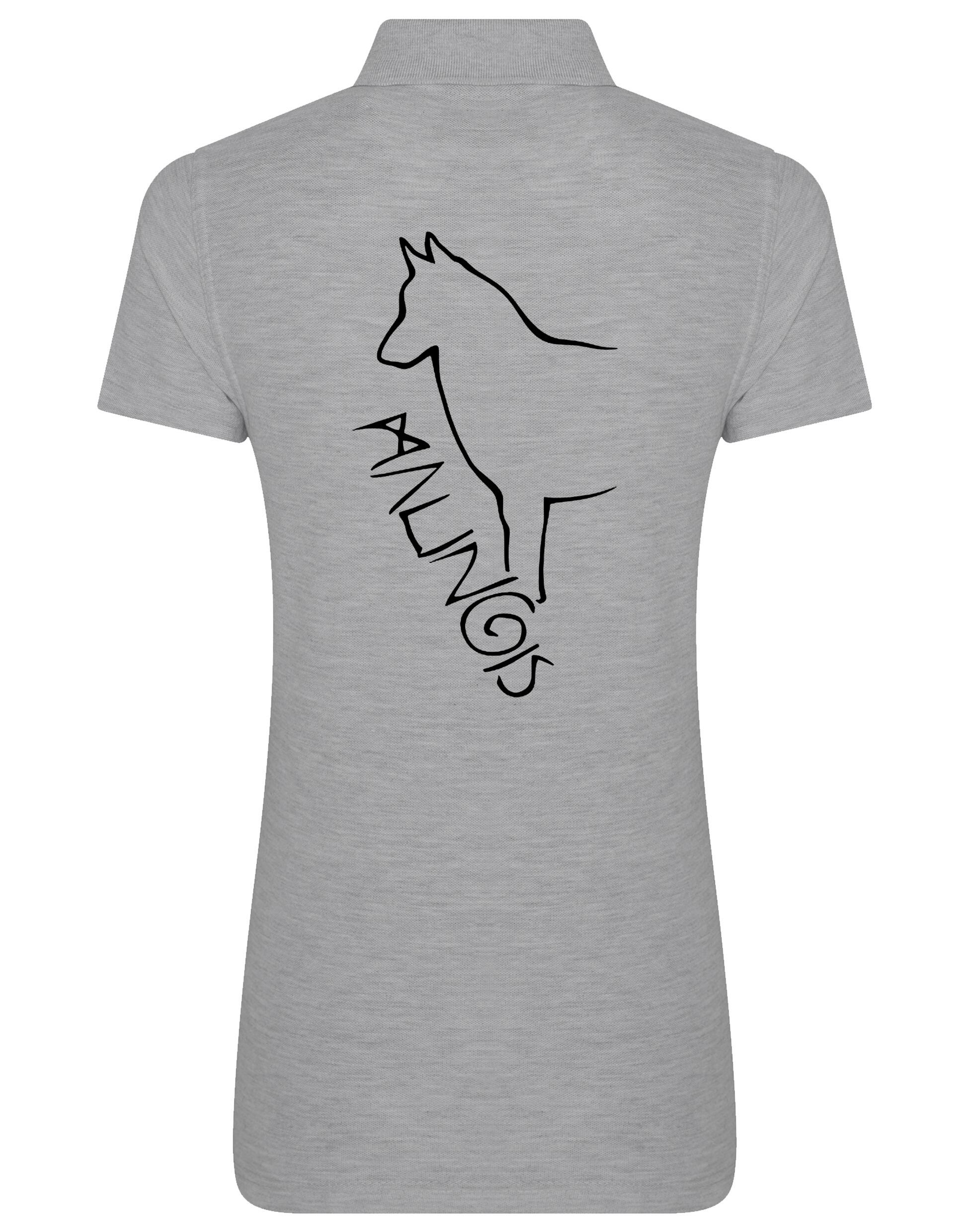 Women's Cotton Polo featuring a unique Malinois breed graphic, offering elegance and comfort for Malinois enthusiasts.