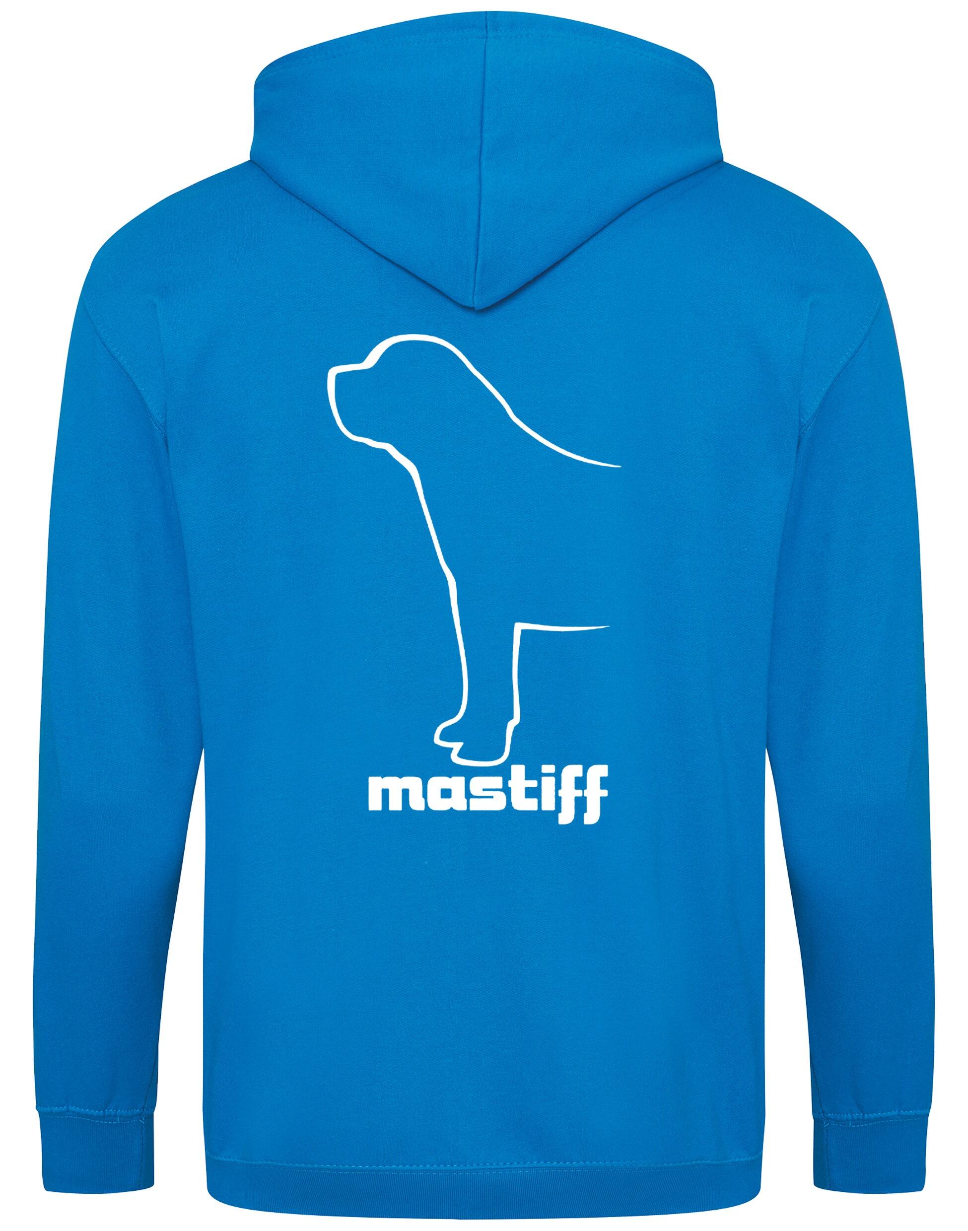 Mastiff Zipped Hoodie featuring exclusive breed artwork, soft fleece lining, and personalised options for dog lovers.