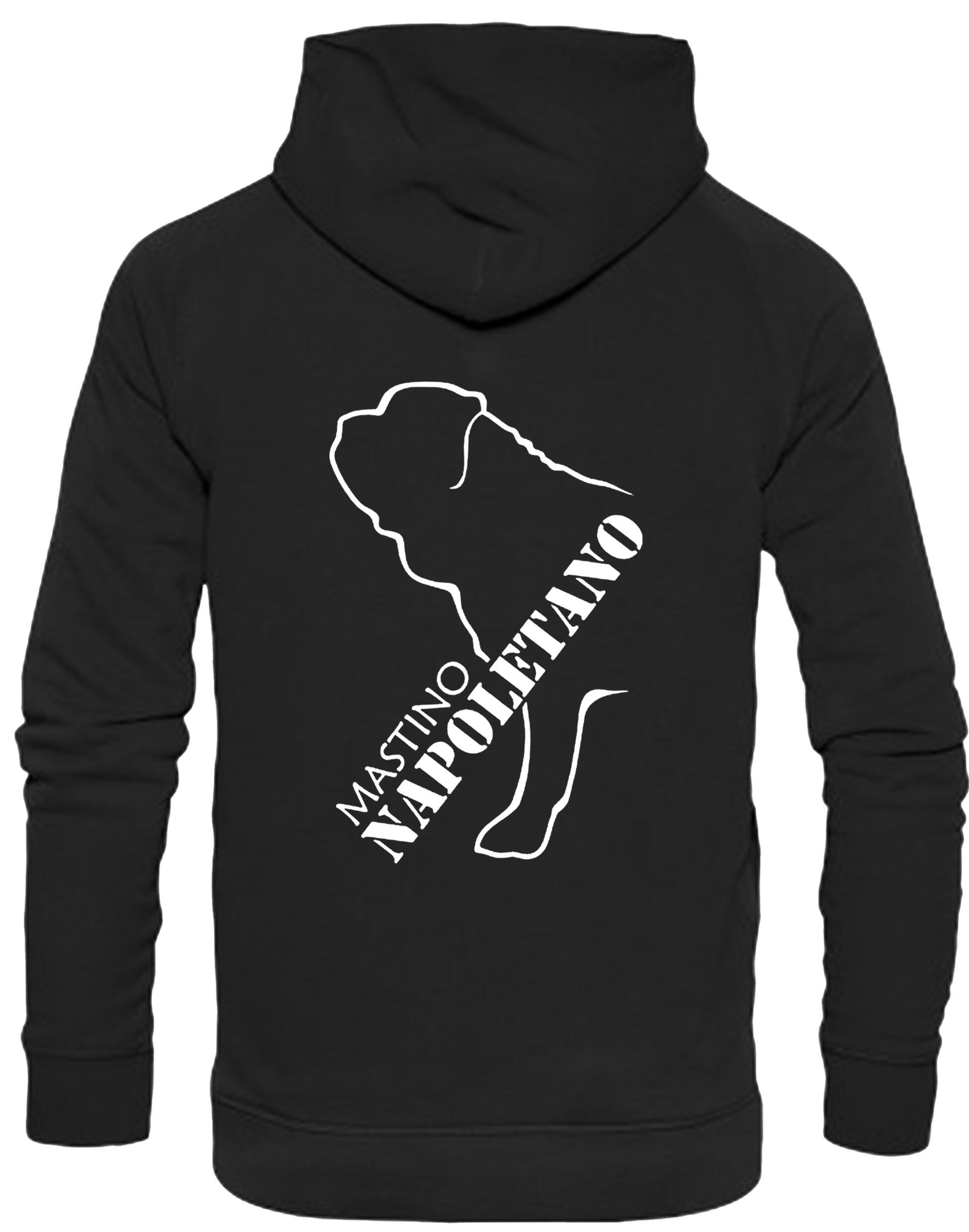 Mastino Napoletano Pullover Hoodie featuring exclusive breed artwork, brushed fleece lining, and customisation options for stylish comfort and practicality.