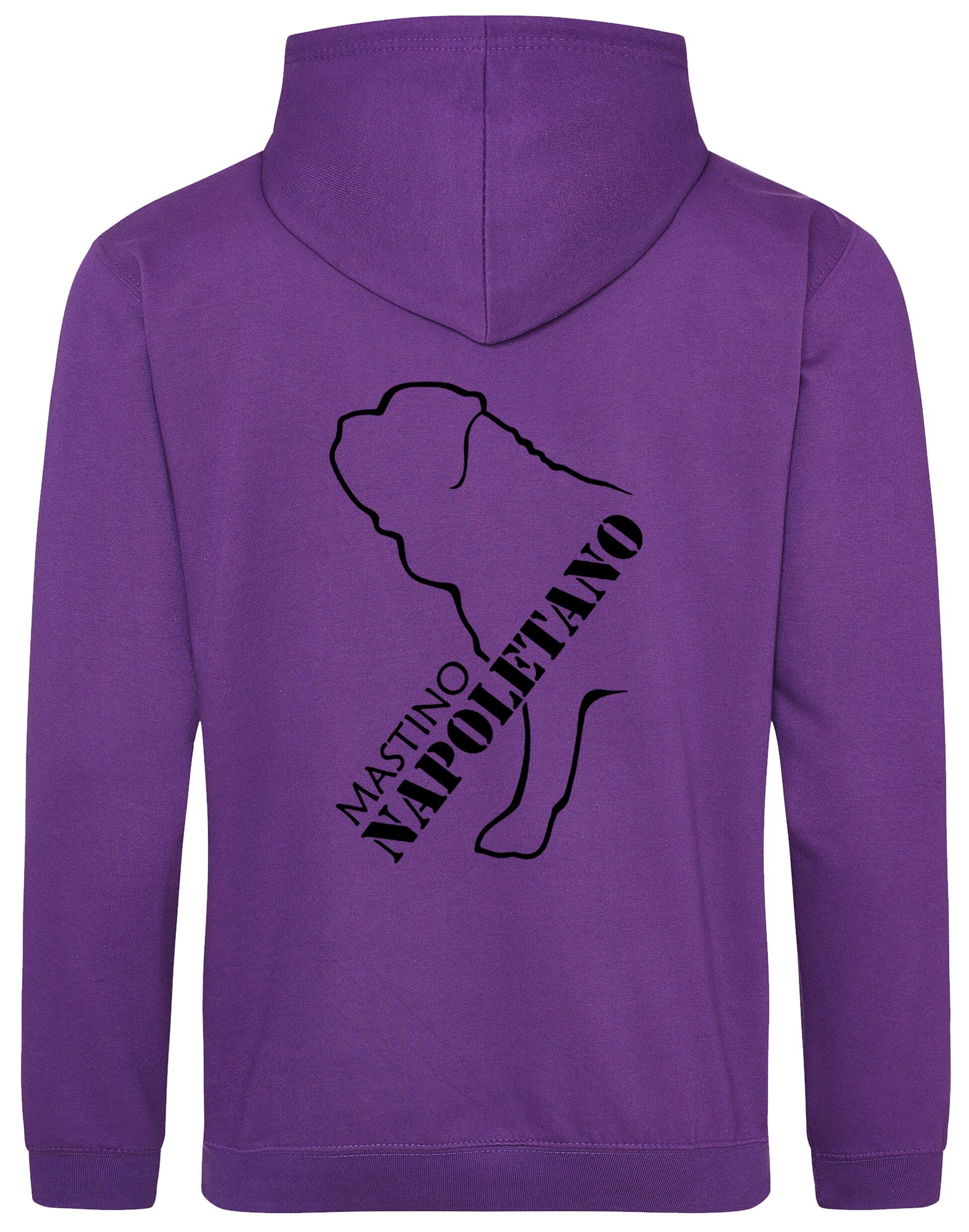 Mastino Napoletano Pullover Hoodie featuring exclusive breed artwork, brushed fleece lining, and customisation options for stylish comfort and practicality.