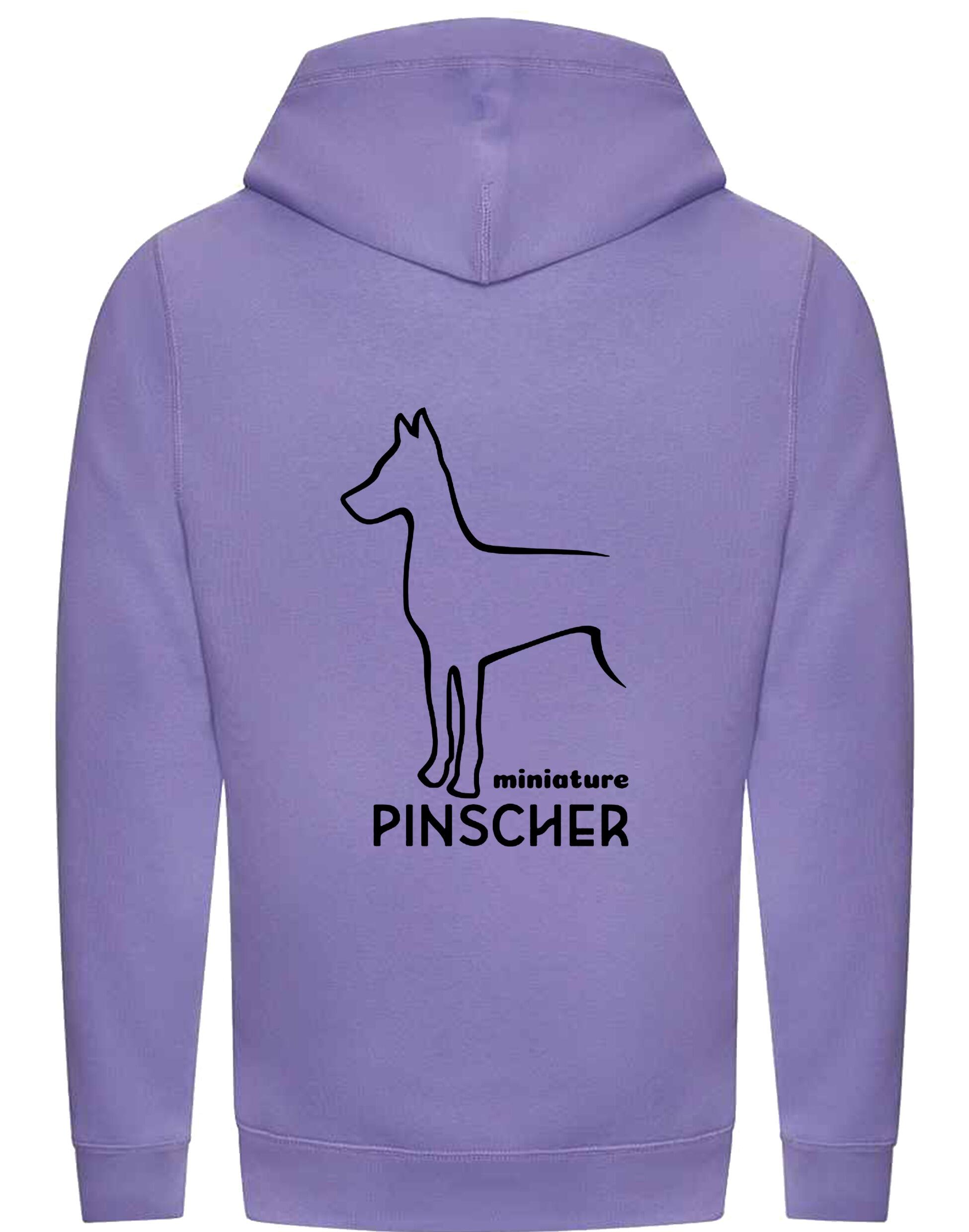 Miniature Pinscher Crossneck Pullover Hoodie with exclusive breed design, soft fleece lining, and modern crossneck style.