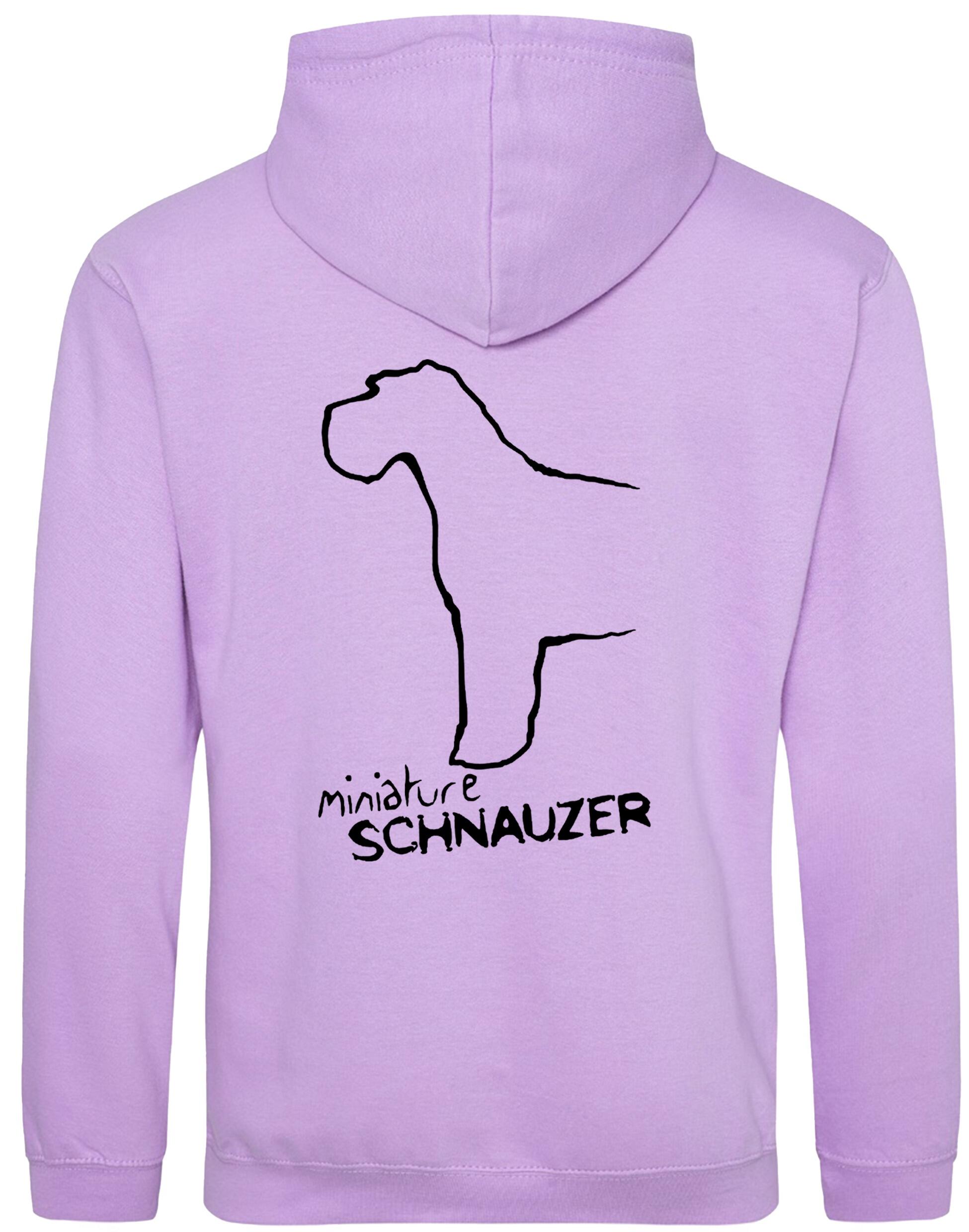 Miniature Schnauzer Pullover Hoodie with exclusive breed artwork, fleece interior, and customisation options for dog lovers.