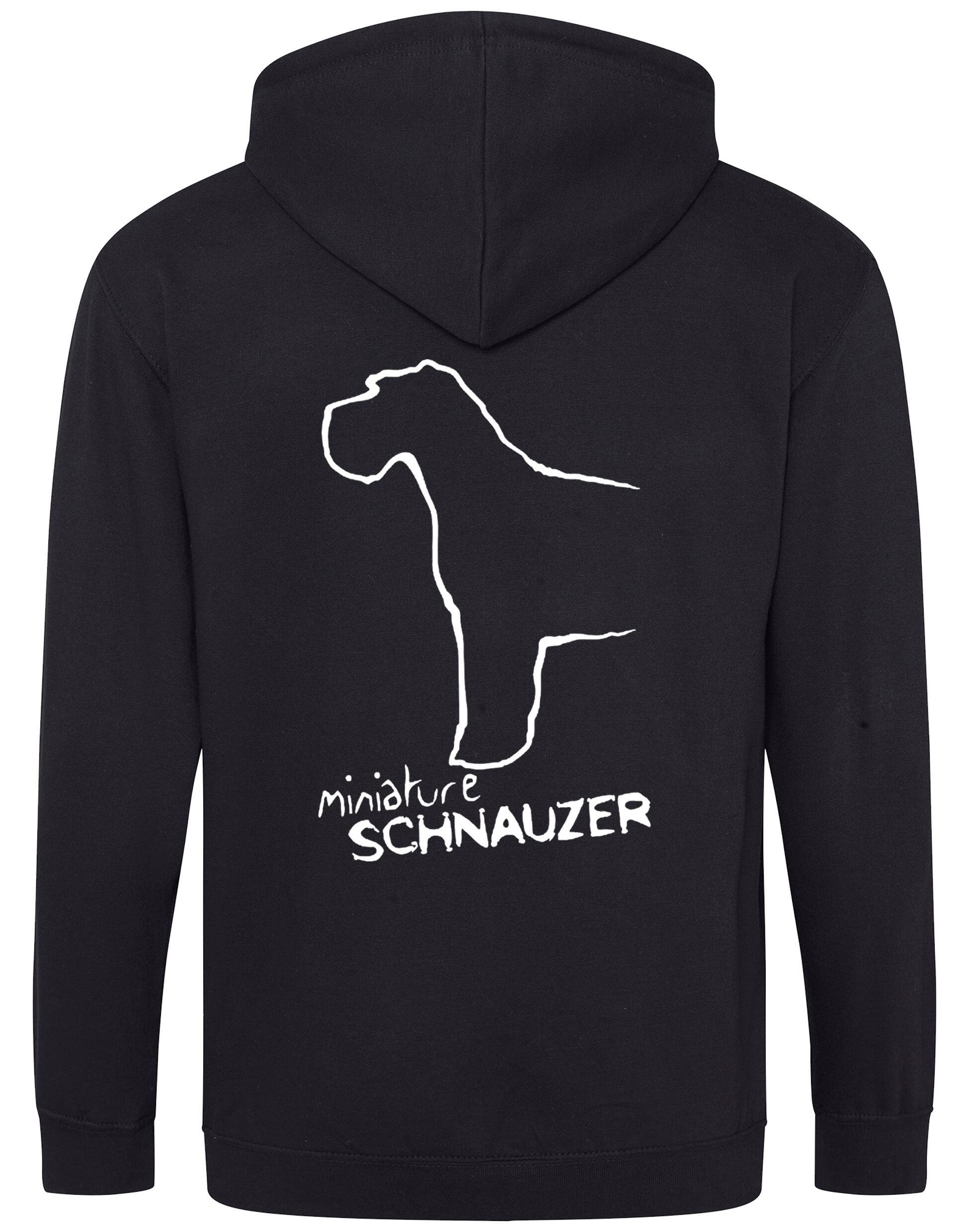 Miniature Schnauzer Zipped Hoodie with exclusive breed artwork, full-zip design, and cosy fleece lining for dog lovers.