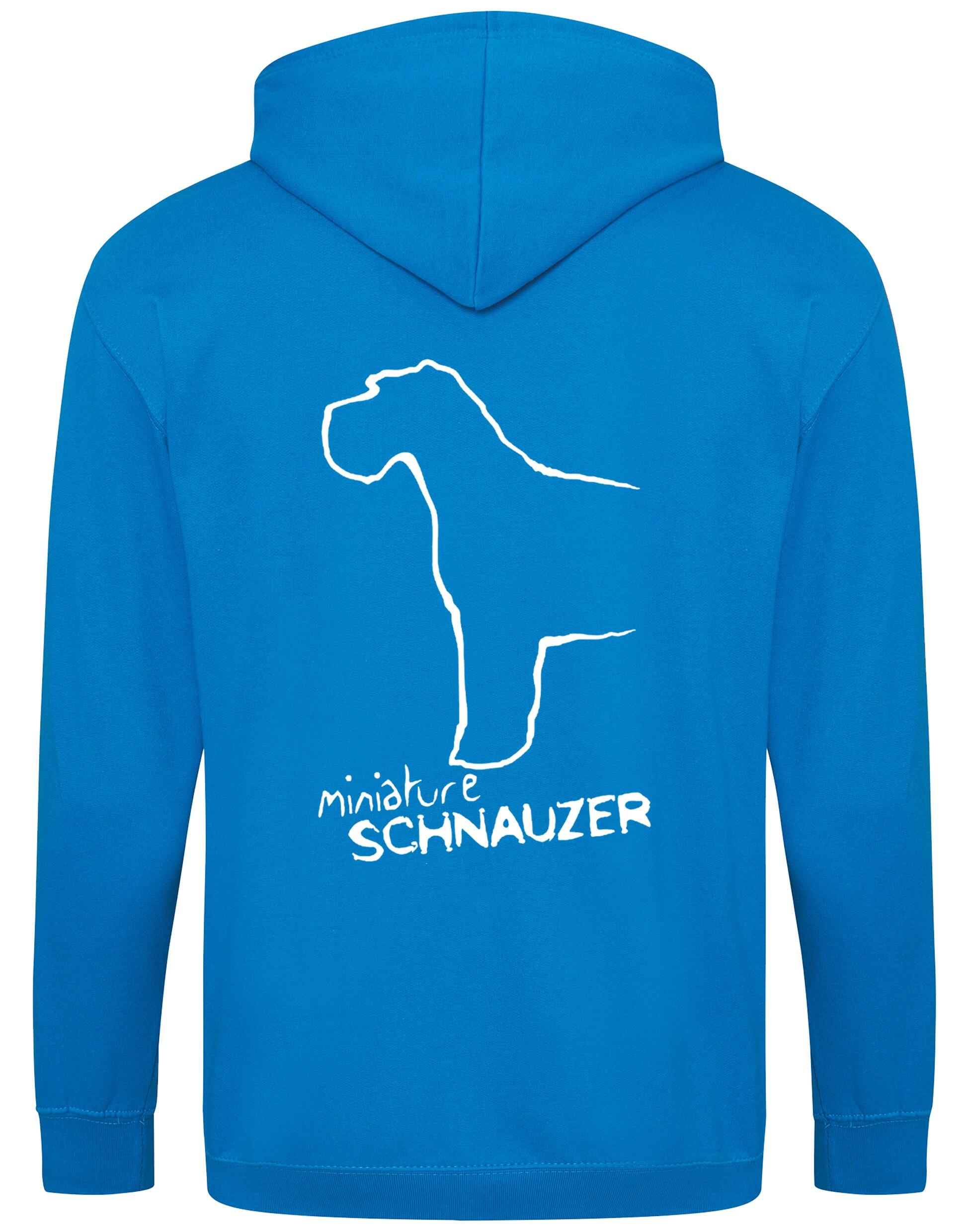Miniature Schnauzer Zipped Hoodie with exclusive breed artwork, full-zip design, and cosy fleece lining for dog lovers.