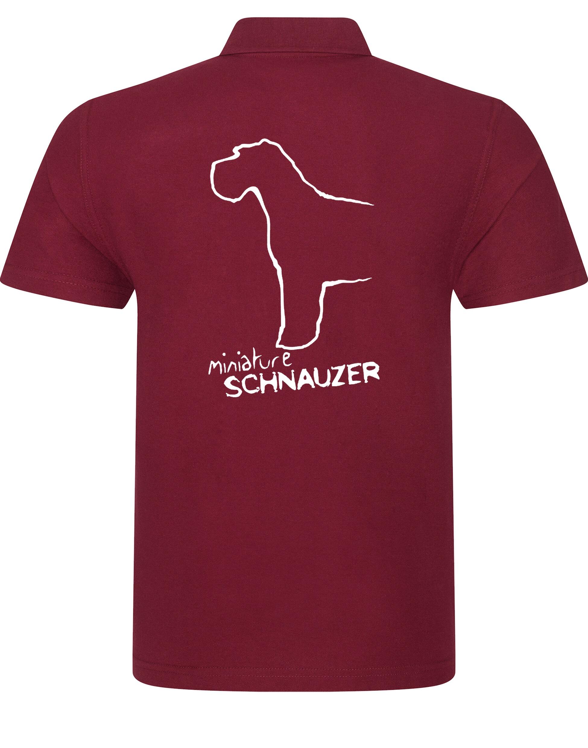Miniature Schnauzer Unisex Cotton Polo featuring exclusive breed artwork, breathable cotton fabric, and a relaxed fit for comfort and style.