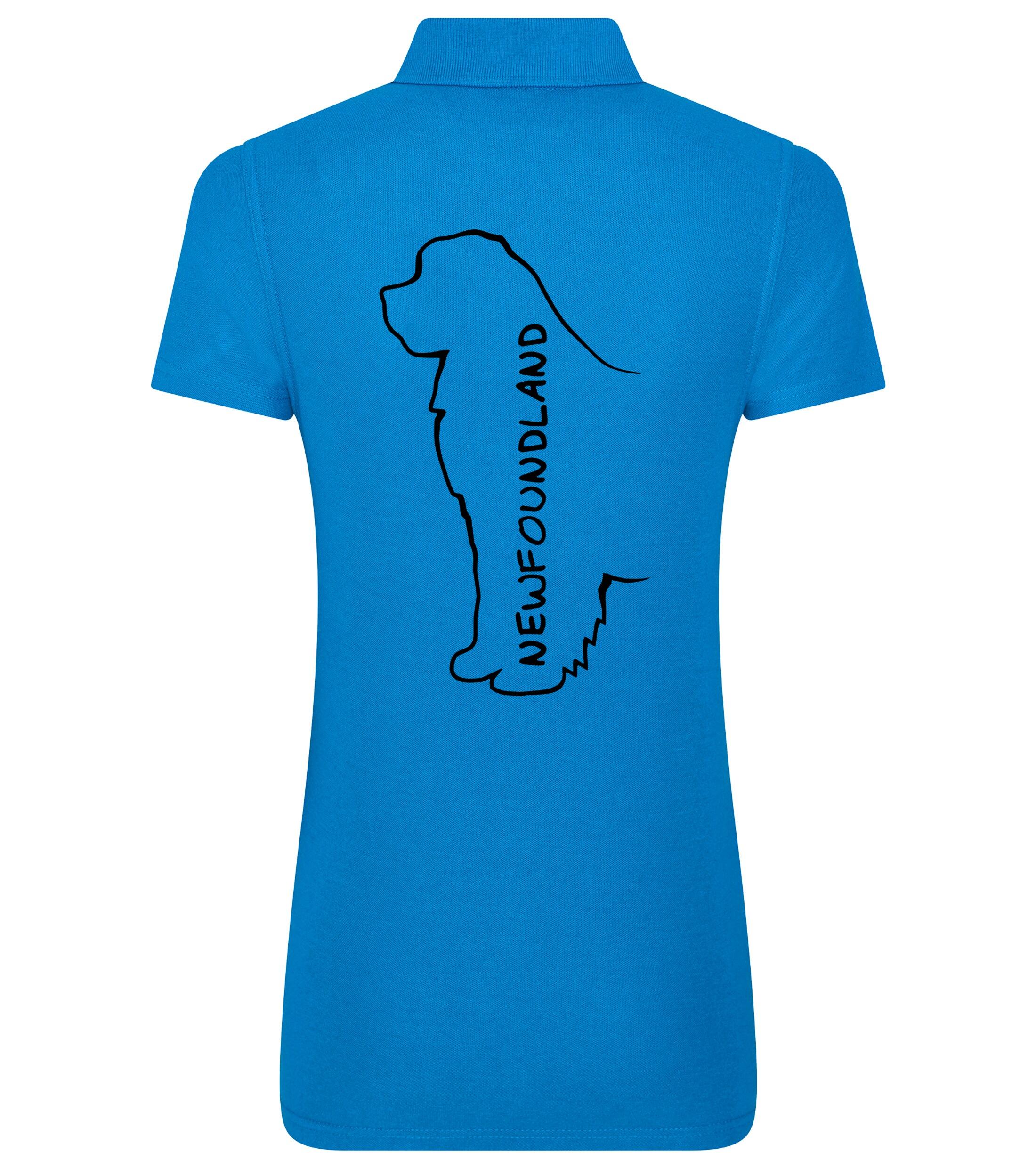 Women's Cotton Polo featuring exclusive Newfoundland dog breed design on the back, crafted from breathable, soft premium cotton with a flattering feminine fit, perfect for casual outings, dog events, and everyday comfort.