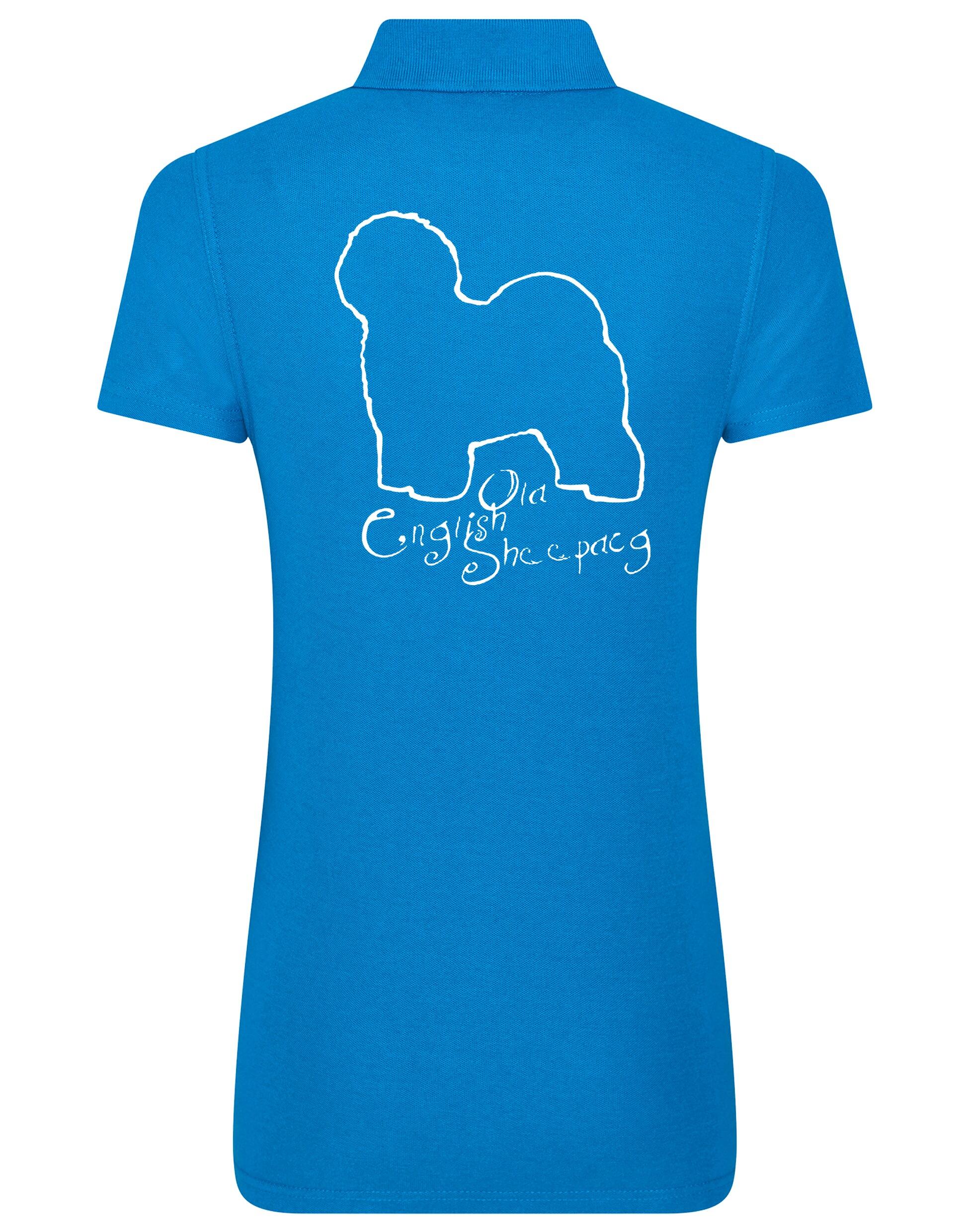 Old English Sheepdog Women's Cotton Polo – lightweight, breathable cotton, feminine fit, and exclusive breed artwork. A chic and comfortable choice for dog lovers.