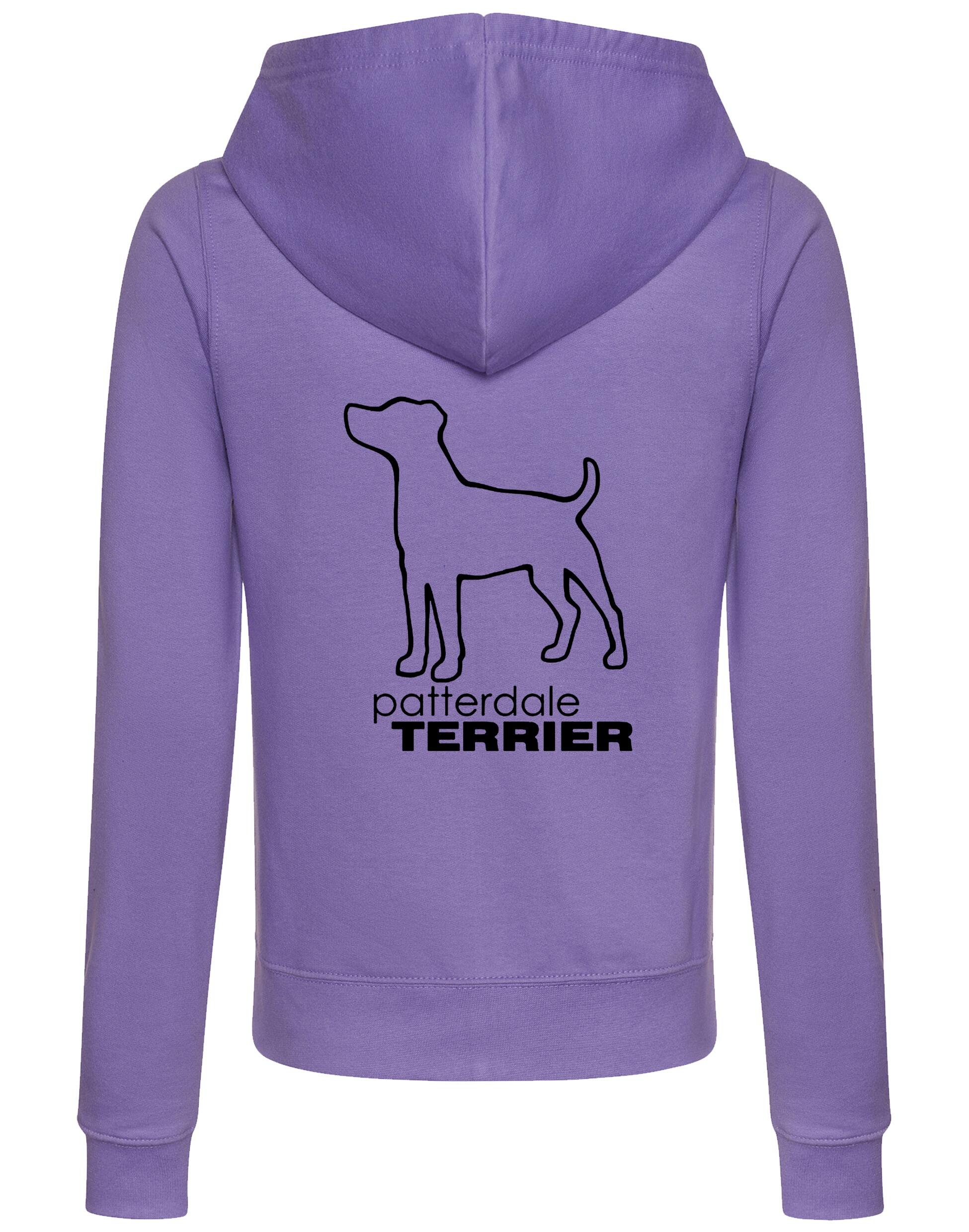 Patterdale Terrier Women’s Zipped Hoodie – lightweight yet cozy hoodie featuring exclusive breed artwork, full-zip closure, front pockets, and a comfortable hood, perfect for dog lovers and active lifestyles.