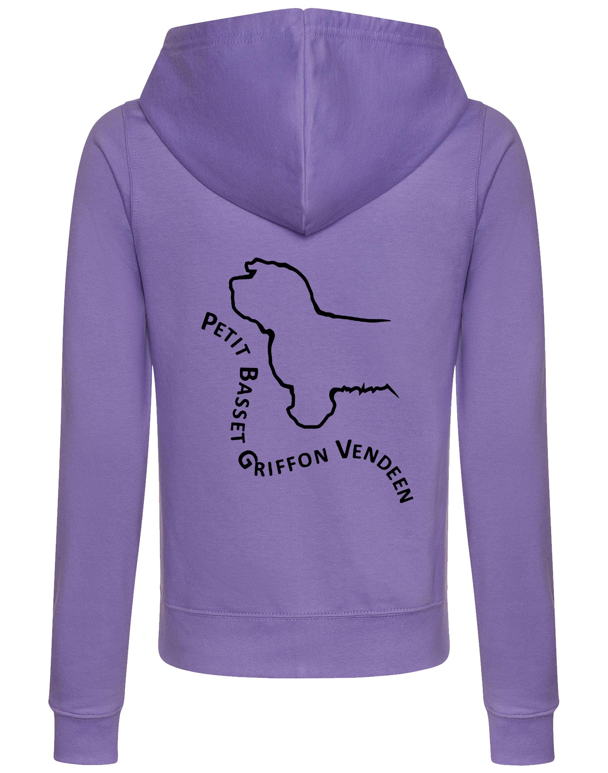 Petit Basset Griffon Vendéen Women’s Zipped Hoodie – lightweight and fleece-lined full-zip hoodie with exclusive breed artwork, cozy hood, and practical front pockets.