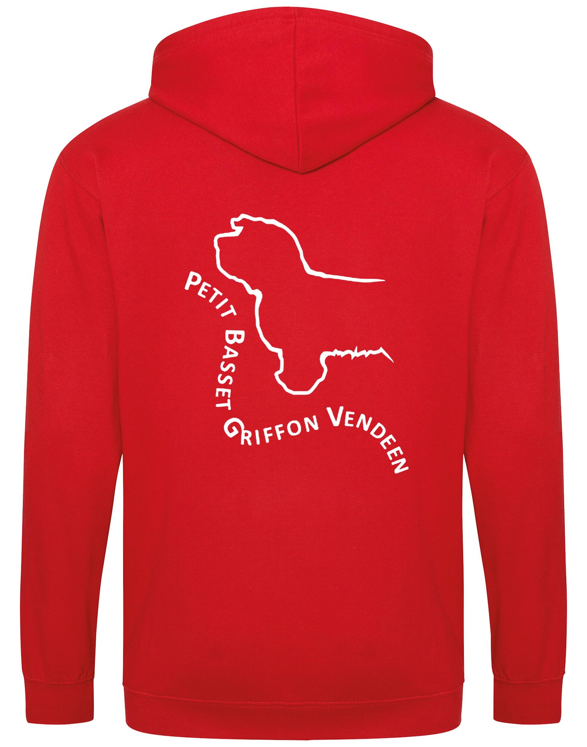 Petit Basset Griffon Vendéen Zipped Hoodie – fleece-lined full-zip hoodie with exclusive breed artwork, cozy hood, and spacious front pockets.