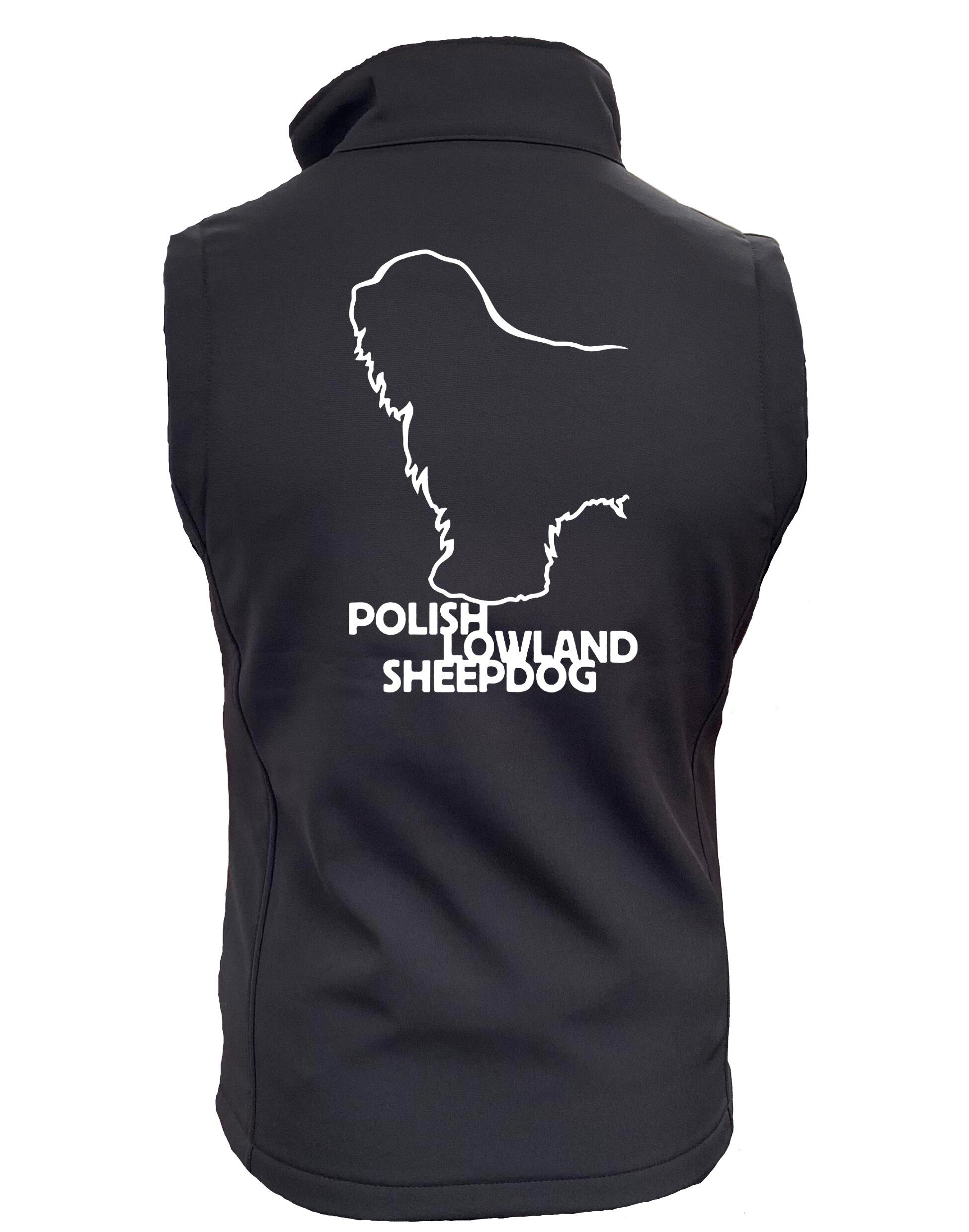 Polish Lowland Sheepdog Women’s Softshell Jacket featuring exclusive breed artwork, water-resistant fabric, and fleece-lined warmth for stylish outdoor comfort.