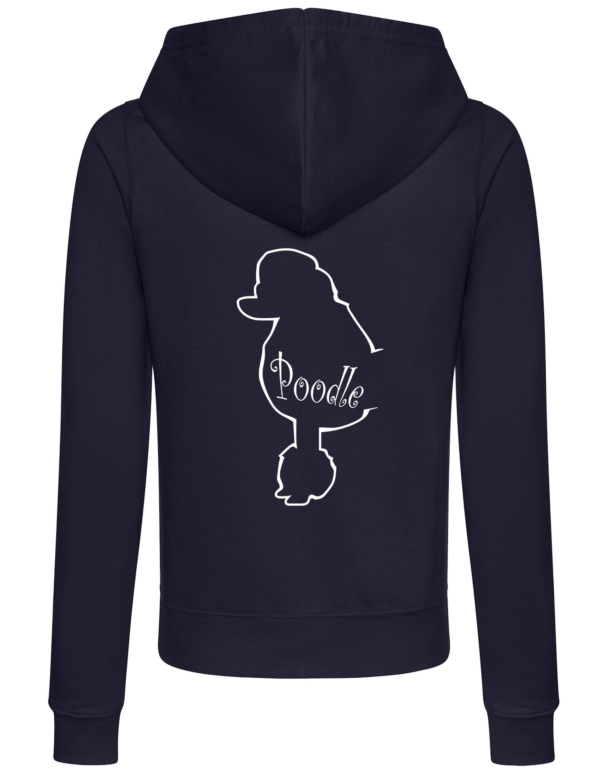 Poodle Women’s Zipped Hoodie featuring exclusive breed artwork, full-zip closure, and soft breathable fabric for stylish comfort.