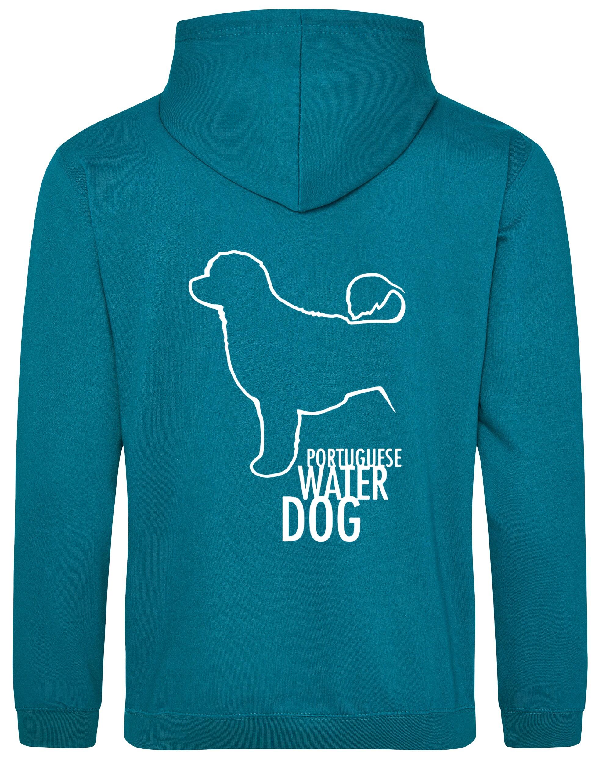 Portuguese Water Dog Design Pullover Hoodie featuring exclusive breed artwork, premium heavy-blend fabric with a cozy brushed fleece interior, and practical details for stylish comfort.