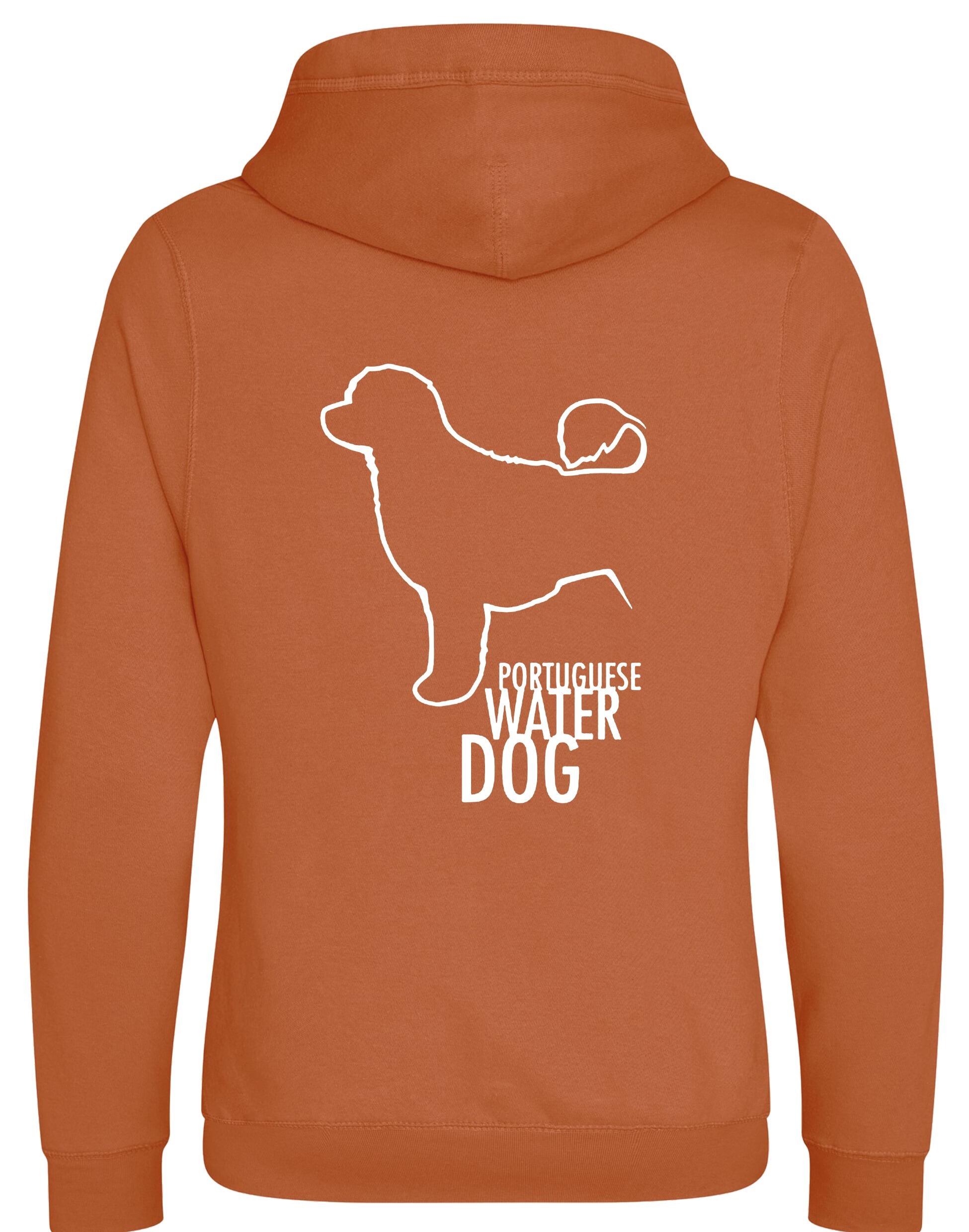 Unisex Portuguese Water Dog Crossneck Pullover Hoodie featuring exclusive breed artwork, premium heavy-blend fabric with a brushed fleece interior, a spacious kangaroo pocket, and ribbed cuffs for stylish, modern comfort.